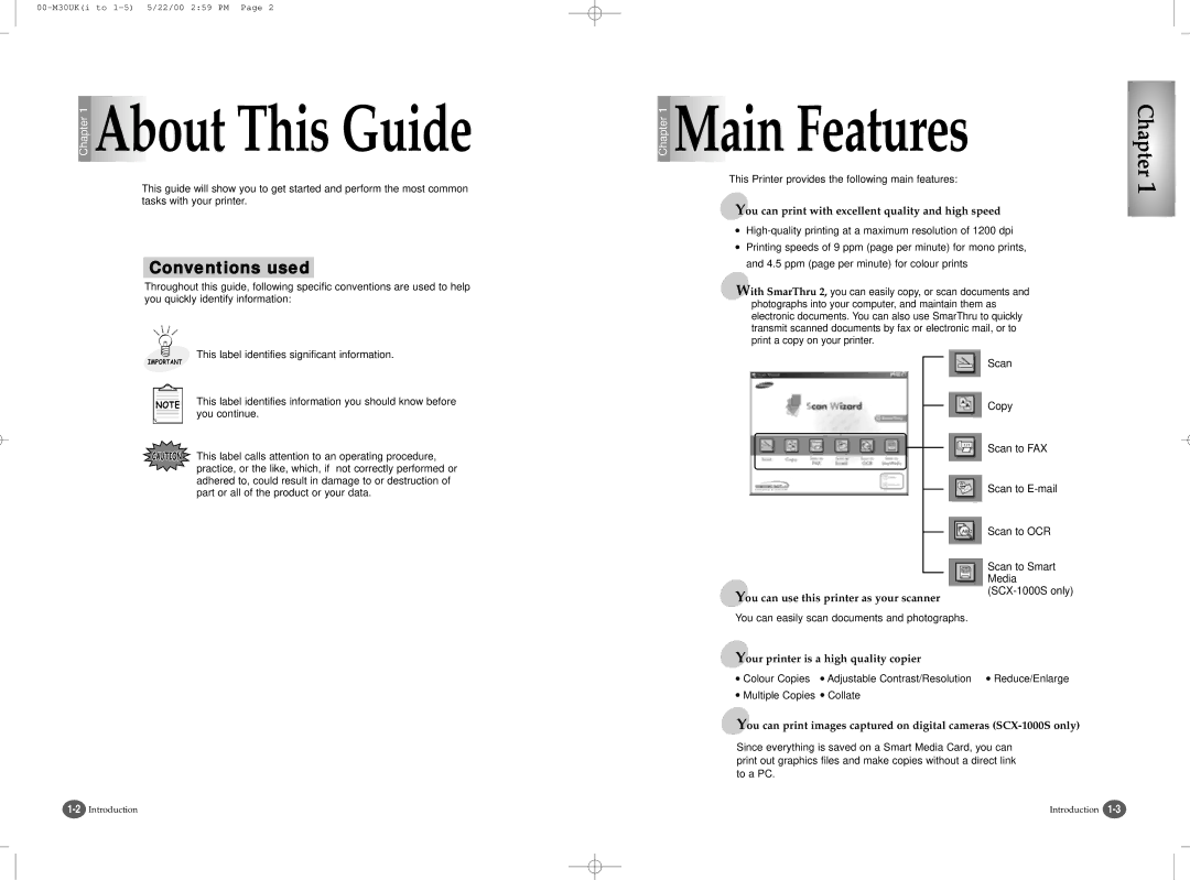 Samsung SCX-1000 Series manual About This Guide, You can easily scan documents and photographs 