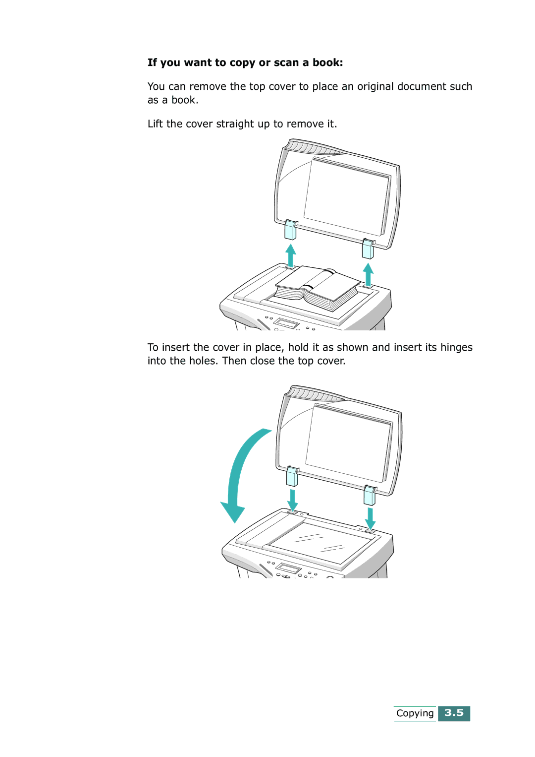 Samsung SCX-1100 manual If you want to copy or scan a book 