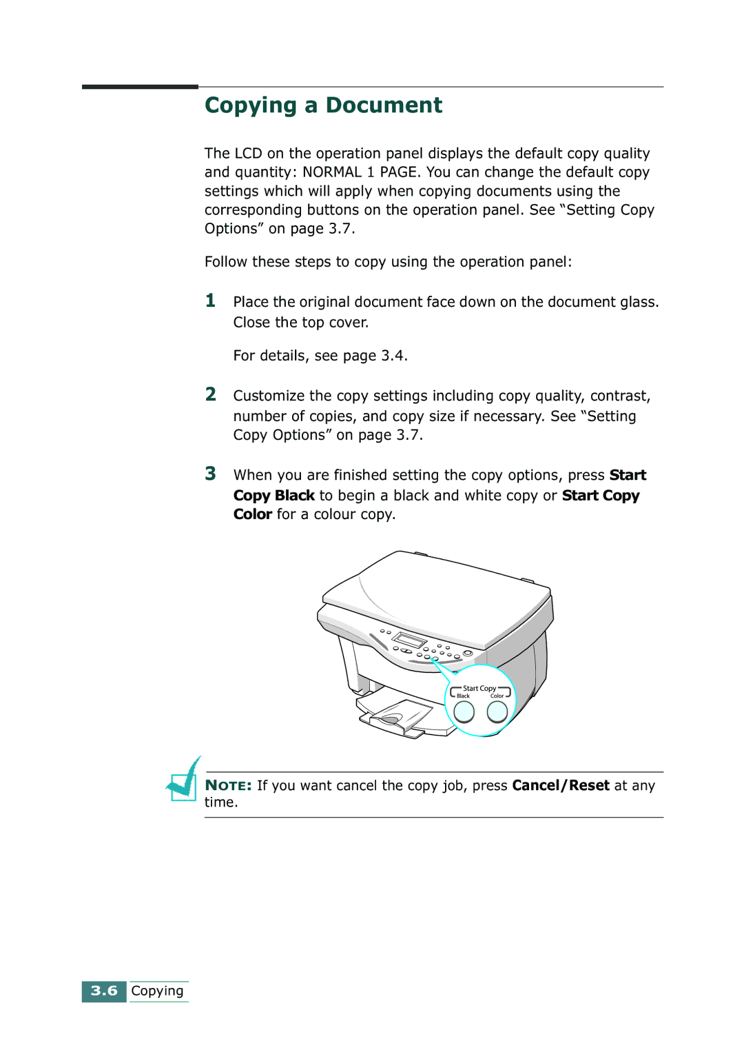 Samsung SCX-1100 manual Copying a Document 