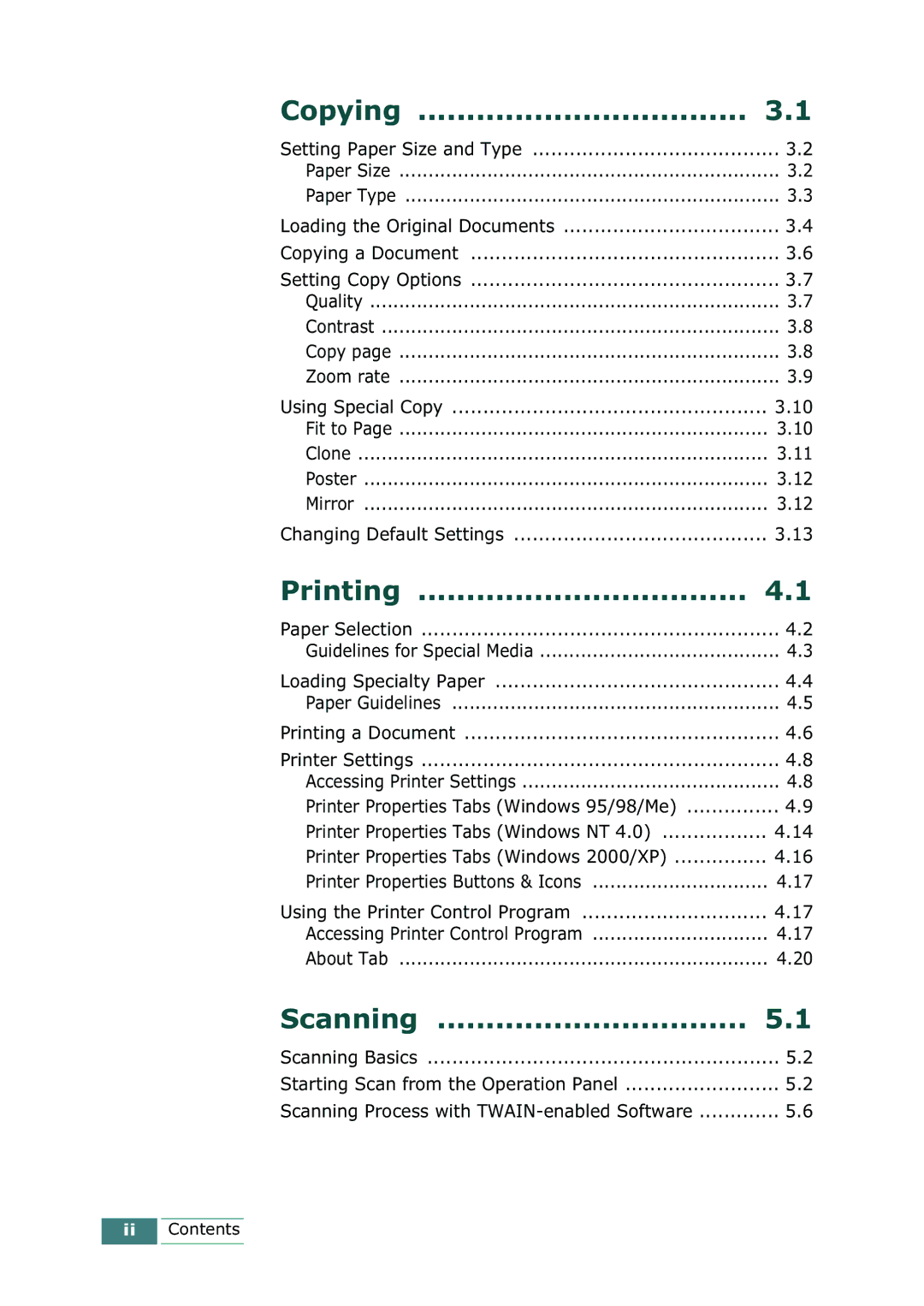 Samsung SCX-1100 manual Copying, Printing, Scanning 