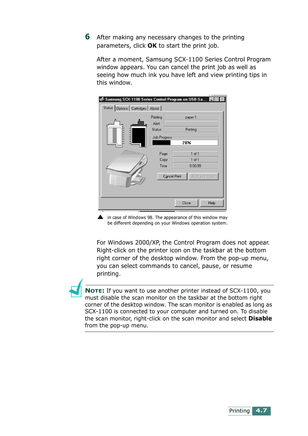 Samsung SCX-1100 manual Printing 