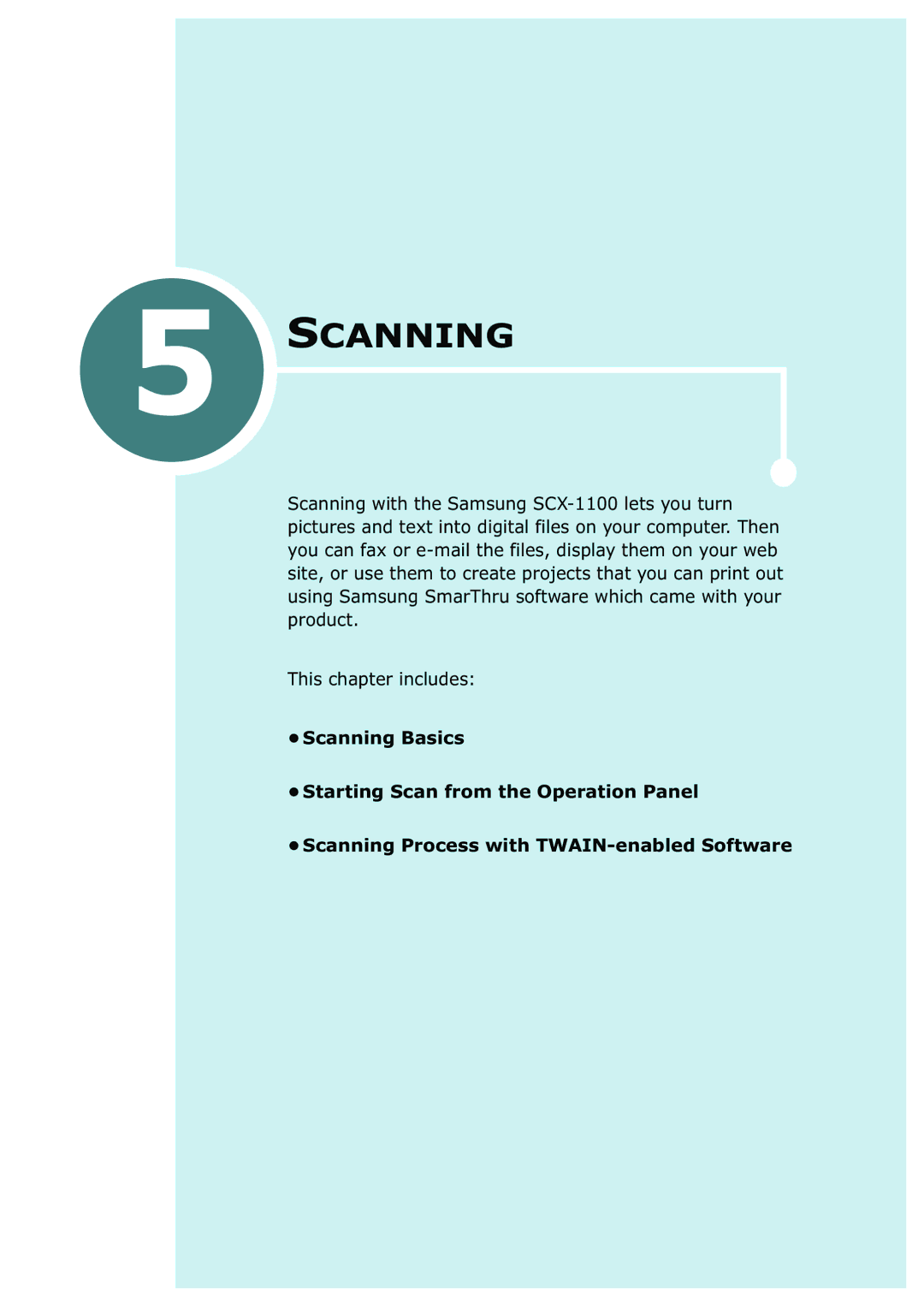 Samsung SCX-1100 manual Scanning 