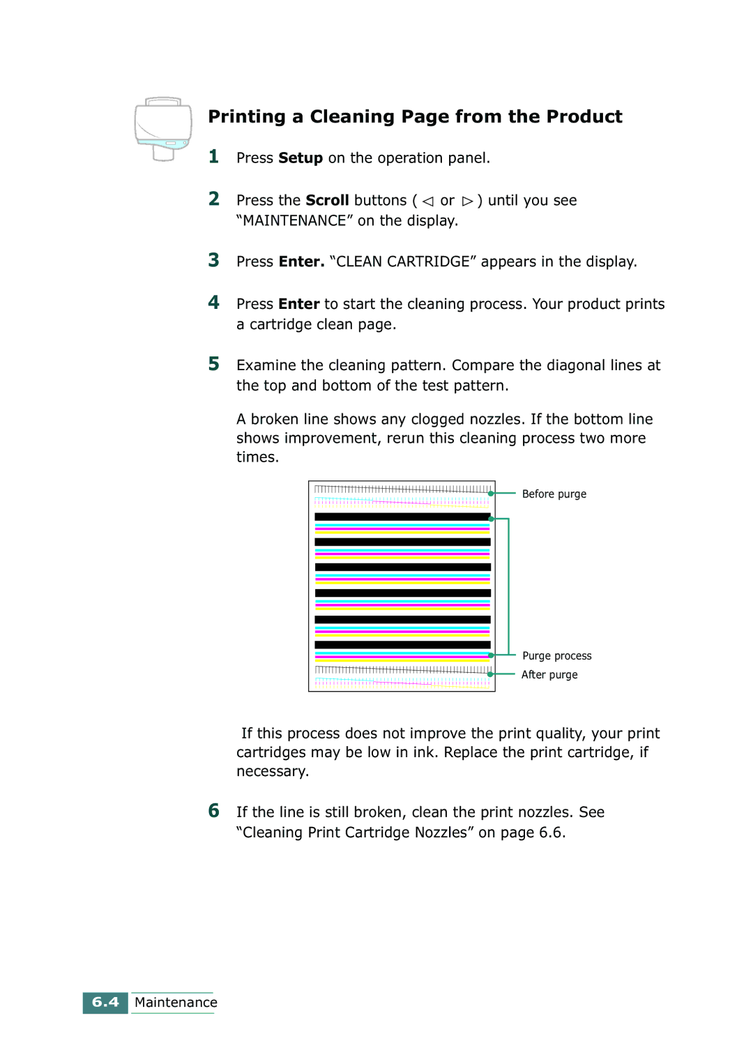 Samsung SCX-1100 manual Printing a Cleaning Page from the Product 