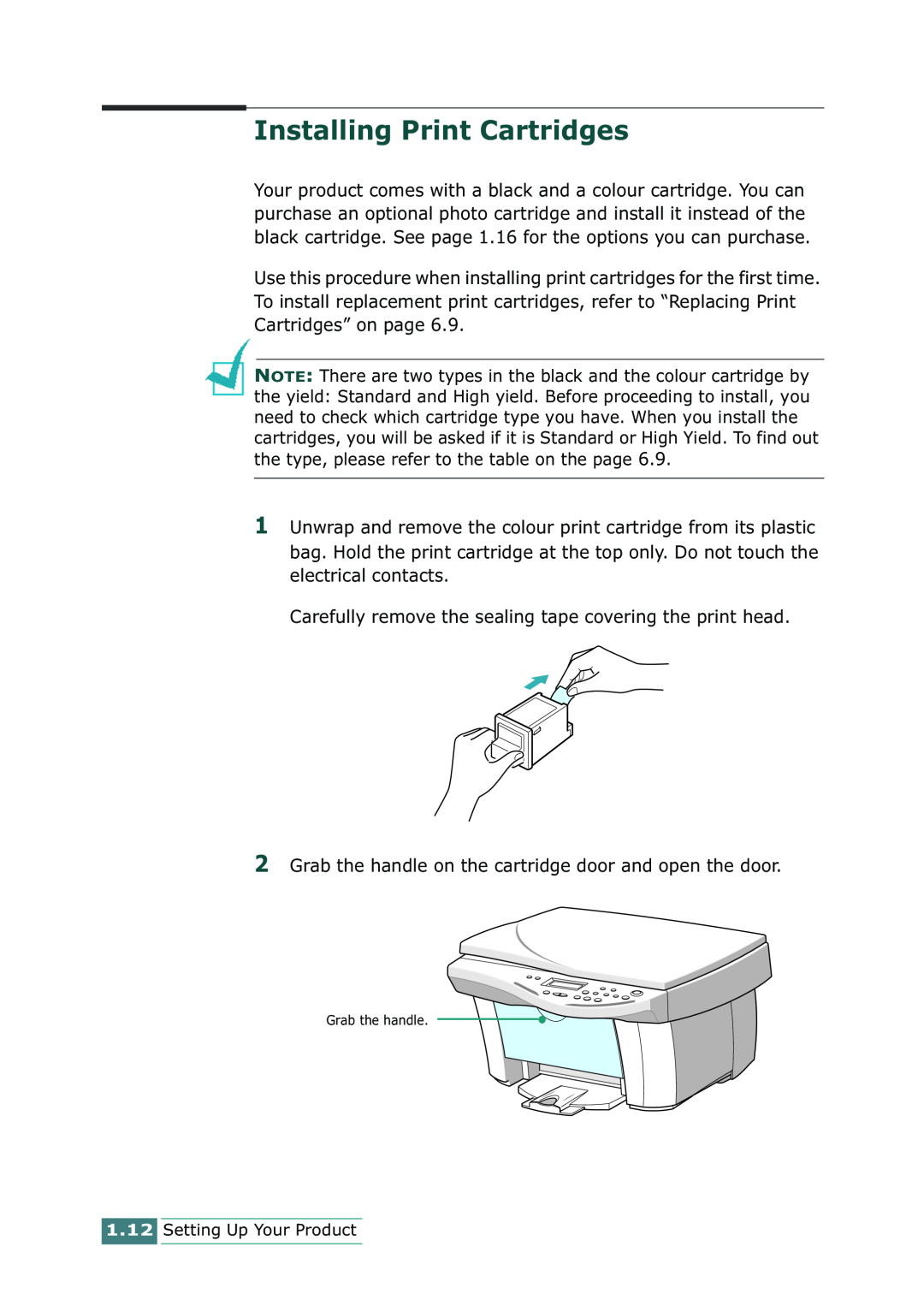 Samsung SCX-1100 manual Installing Print Cartridges 