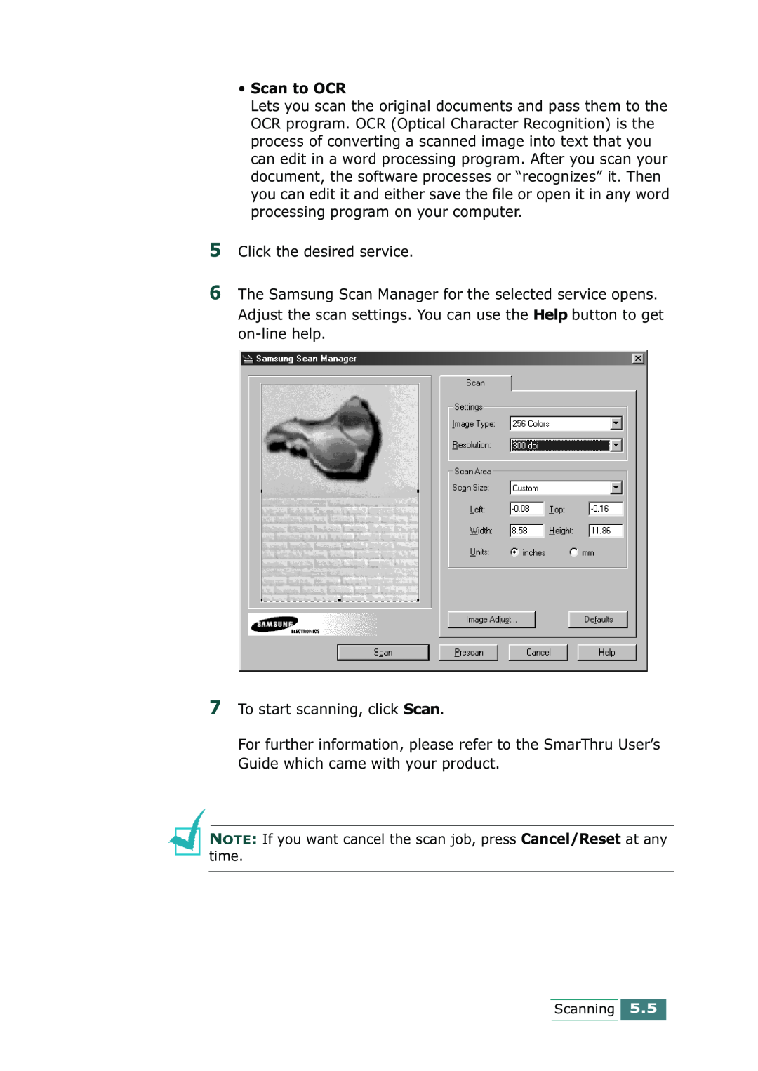 Samsung SCX-1100 manual Scan to OCR 