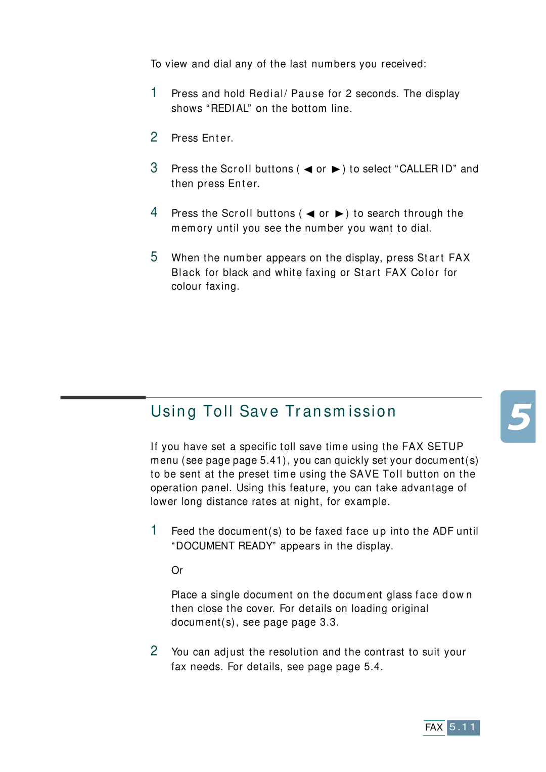 Samsung SCX-1150F manual Using Toll Save Transmission 