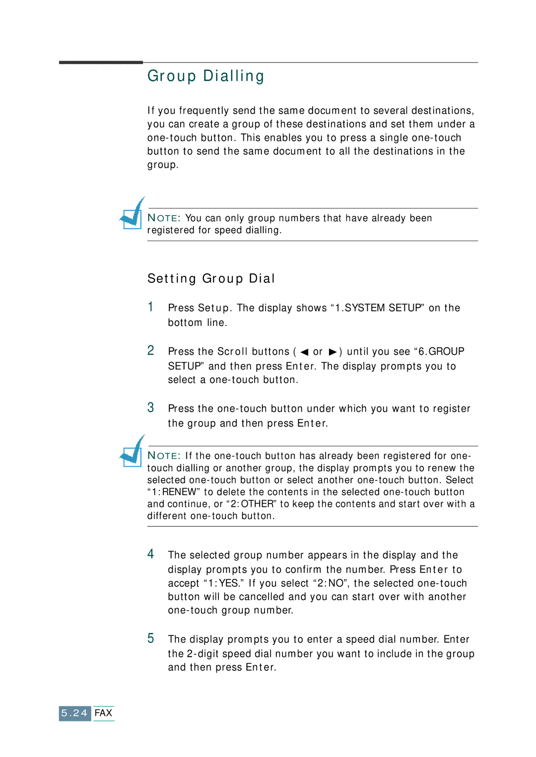 Samsung SCX-1150F manual Group Dialling, Setting Group Dial 