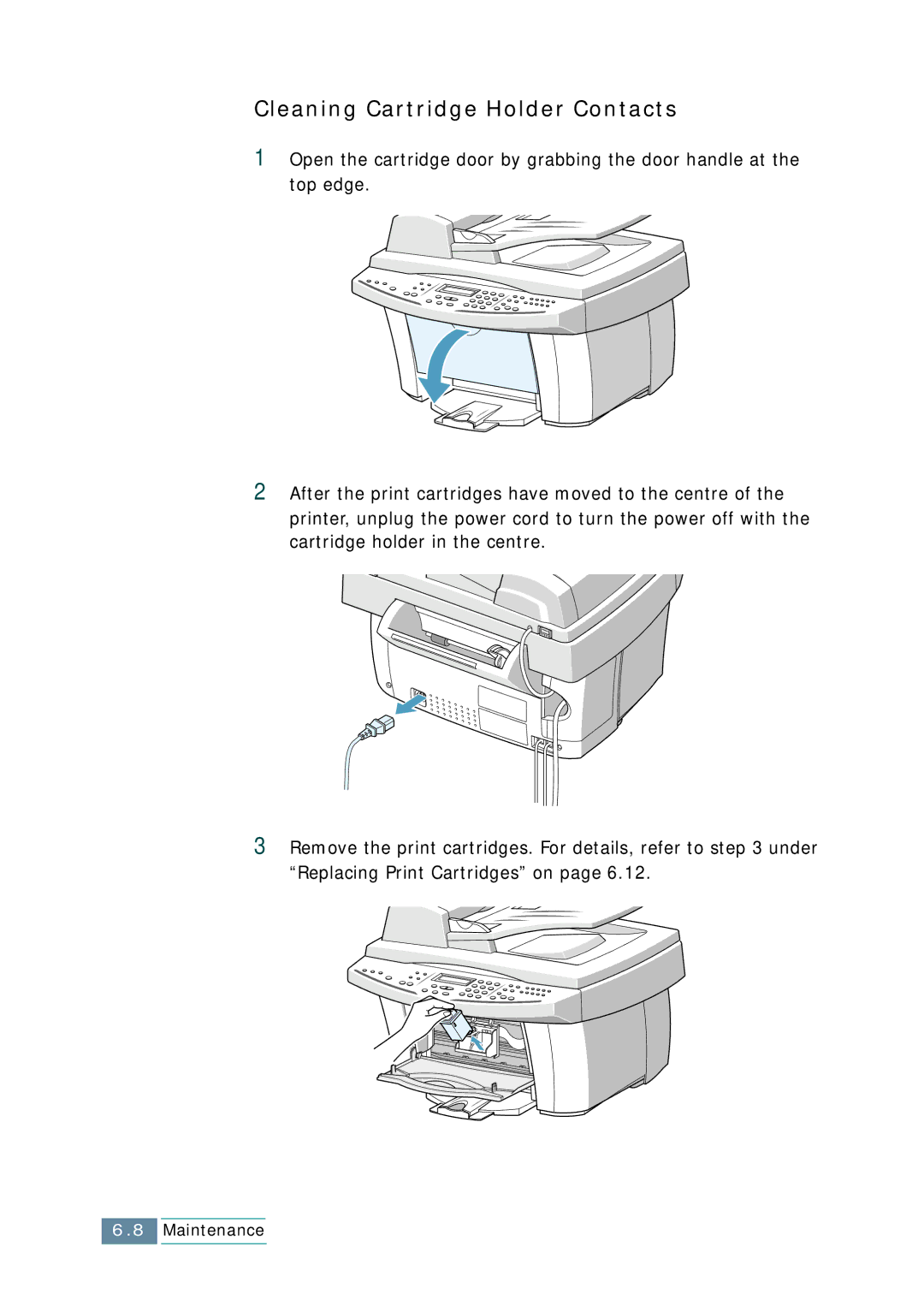 Samsung SCX-1150F manual Cleaning Cartridge Holder Contacts 