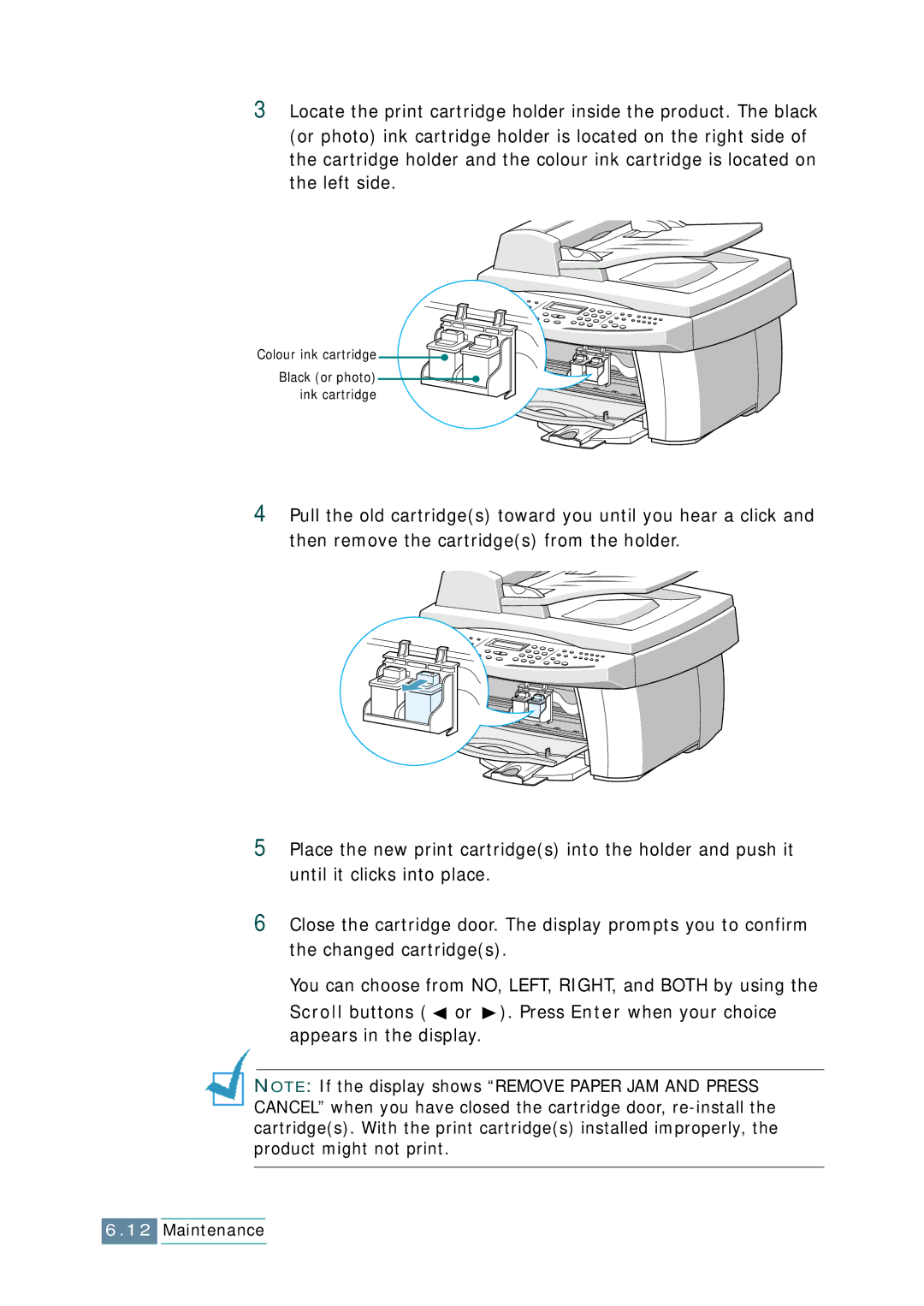 Samsung SCX-1150F manual Black or photo ink cartridge 