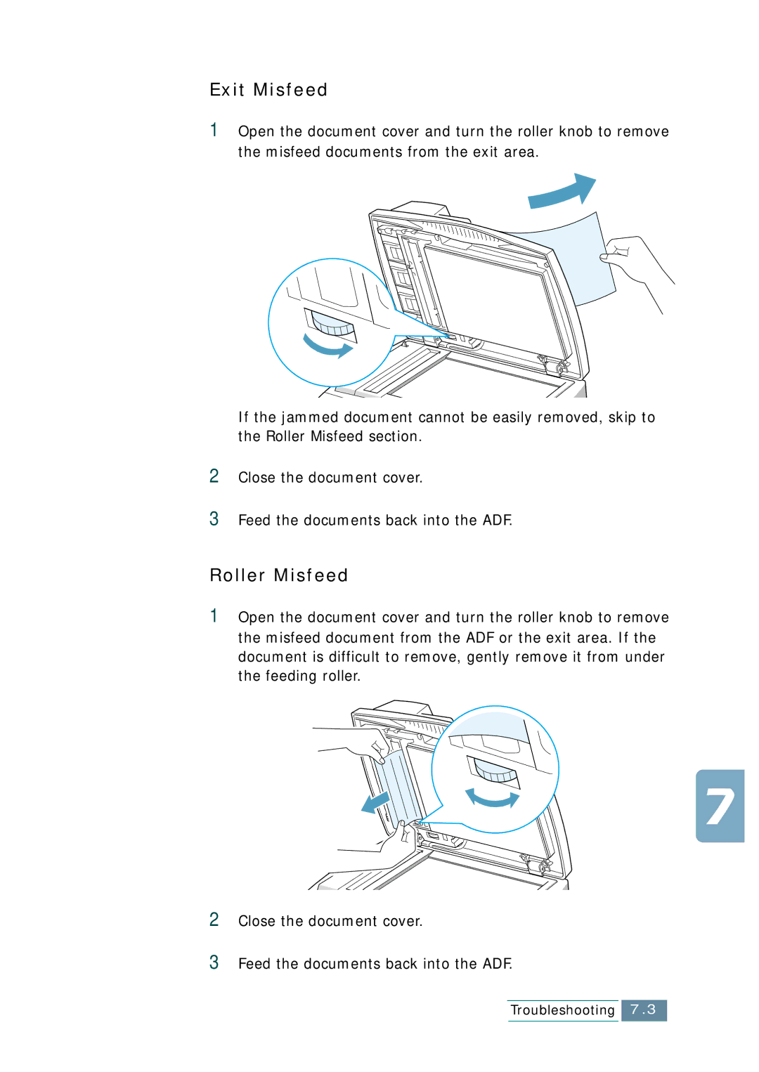 Samsung SCX-1150F manual Exit Misfeed, Roller Misfeed 