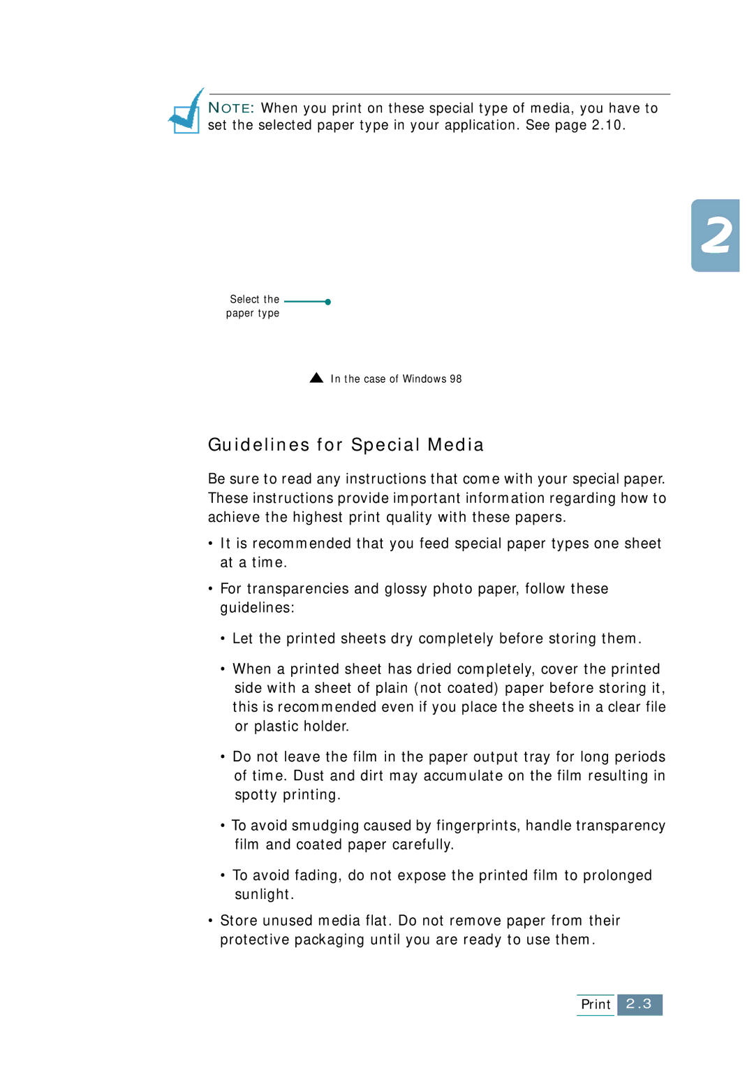 Samsung SCX-1150F manual Guidelines for Special Media 