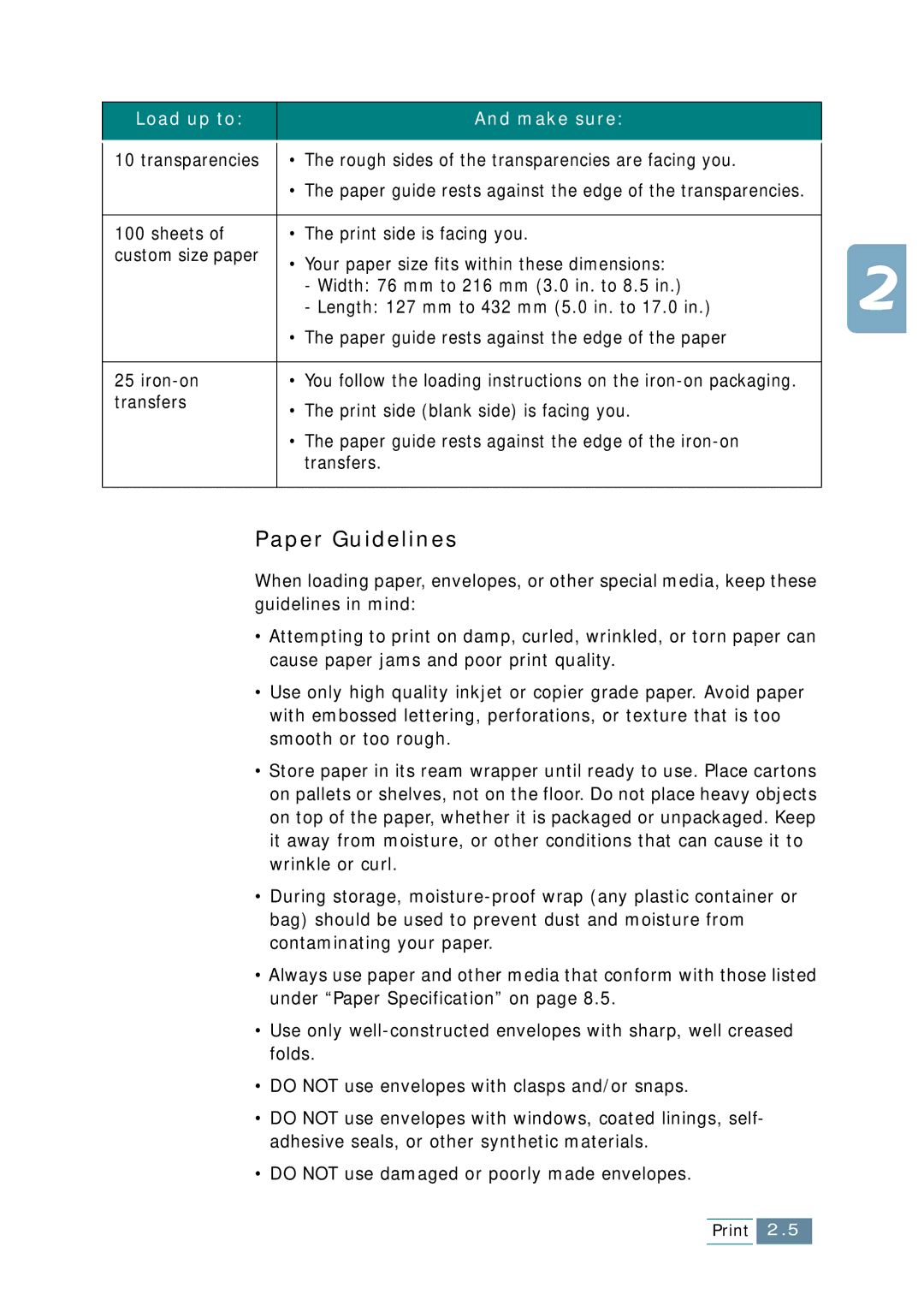 Samsung SCX-1150F manual Paper Guidelines 