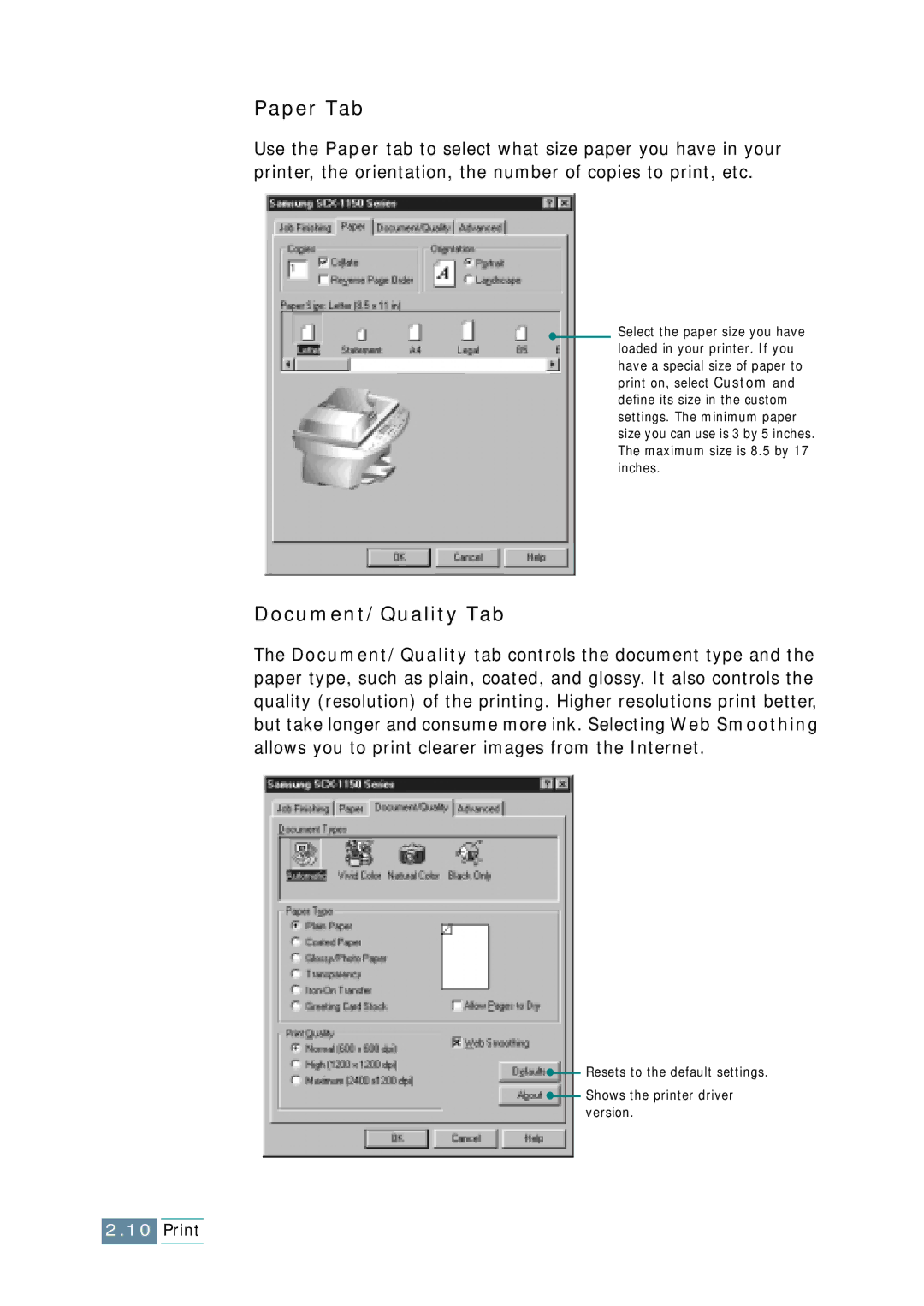 Samsung SCX-1150F manual Paper Tab 