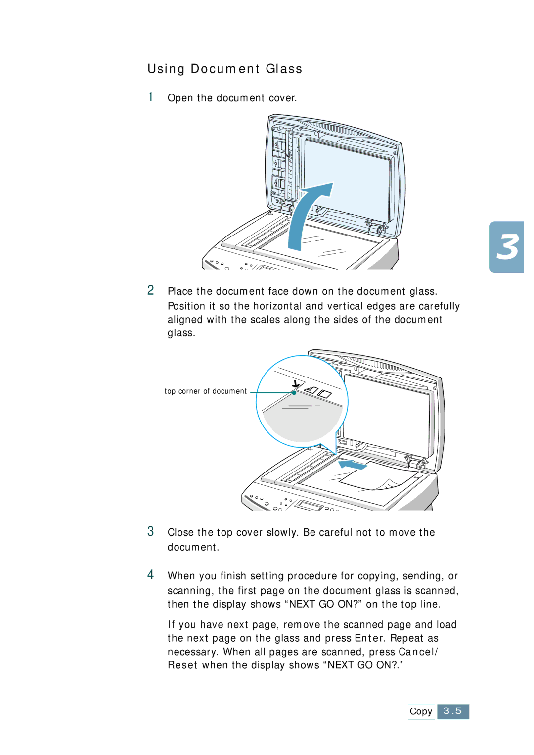 Samsung SCX-1150F manual Using Document Glass 