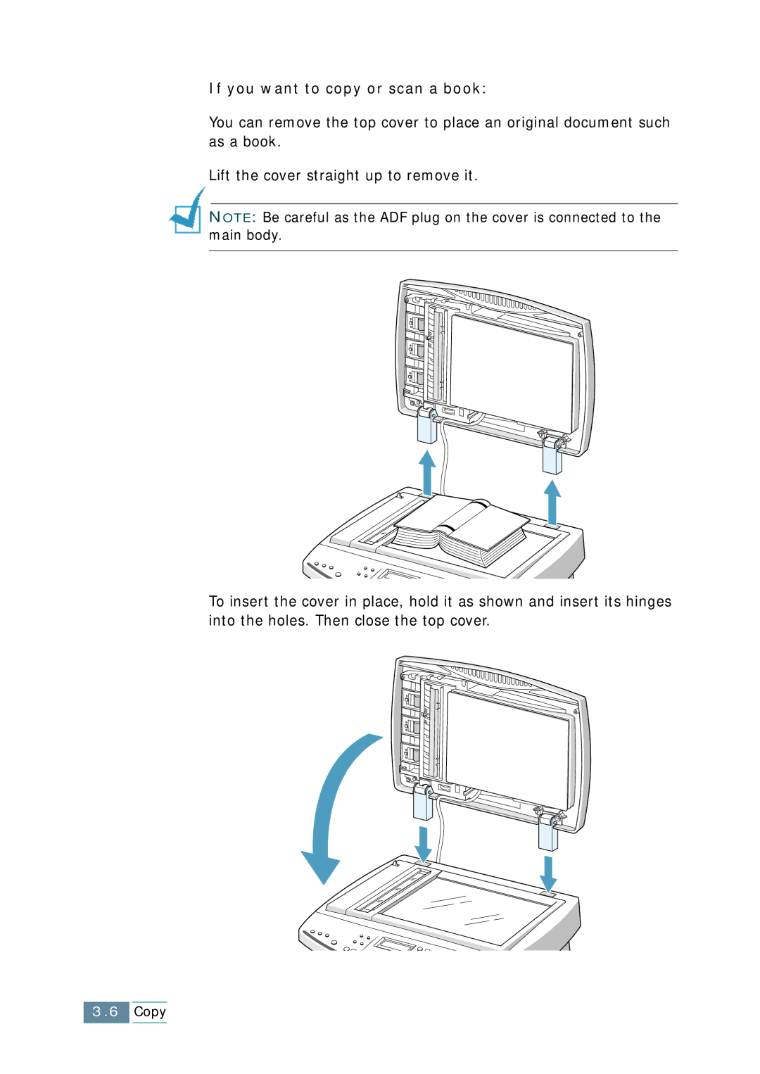 Samsung SCX-1150F manual If you want to copy or scan a book 