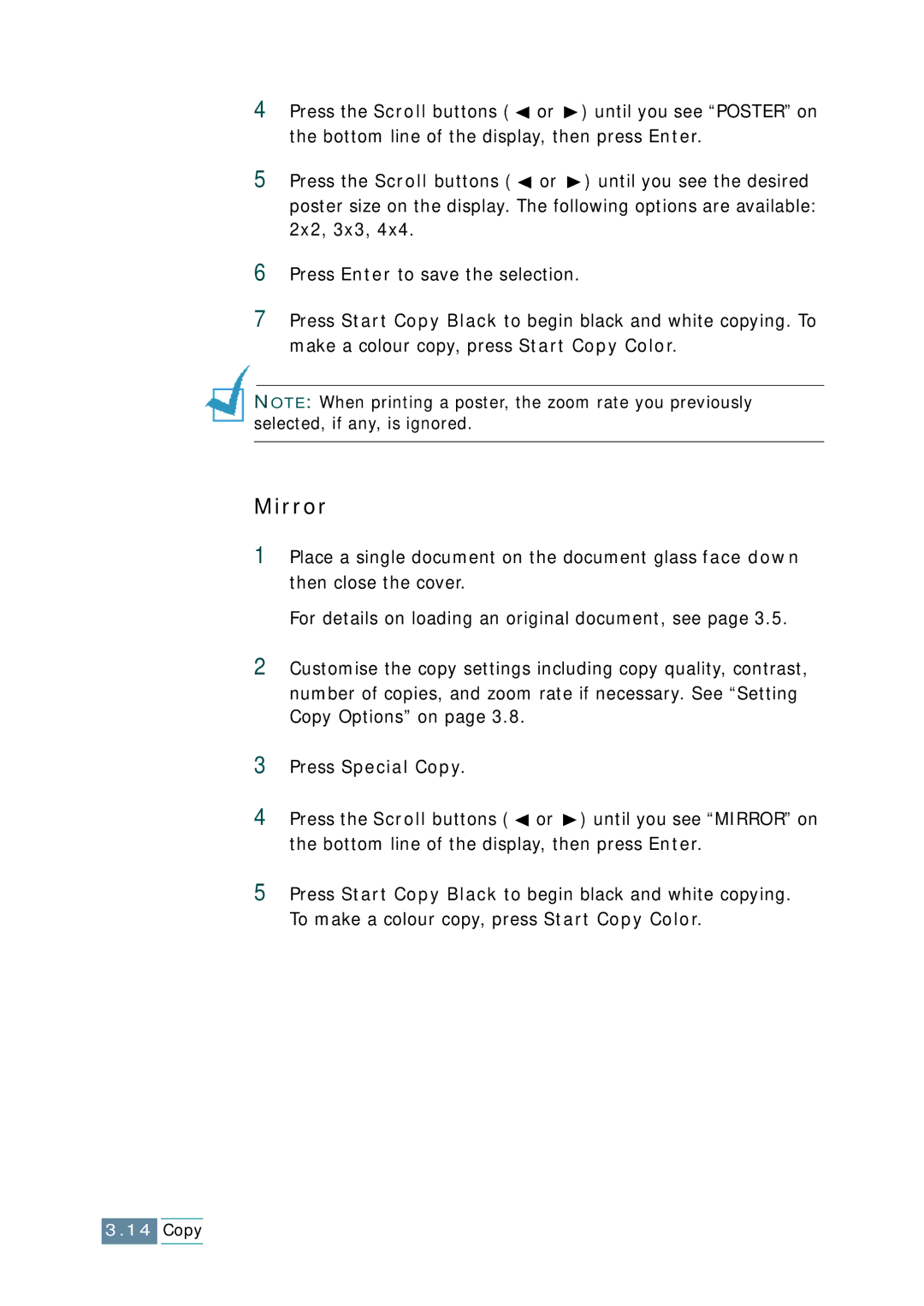 Samsung SCX-1150F manual Mirror 