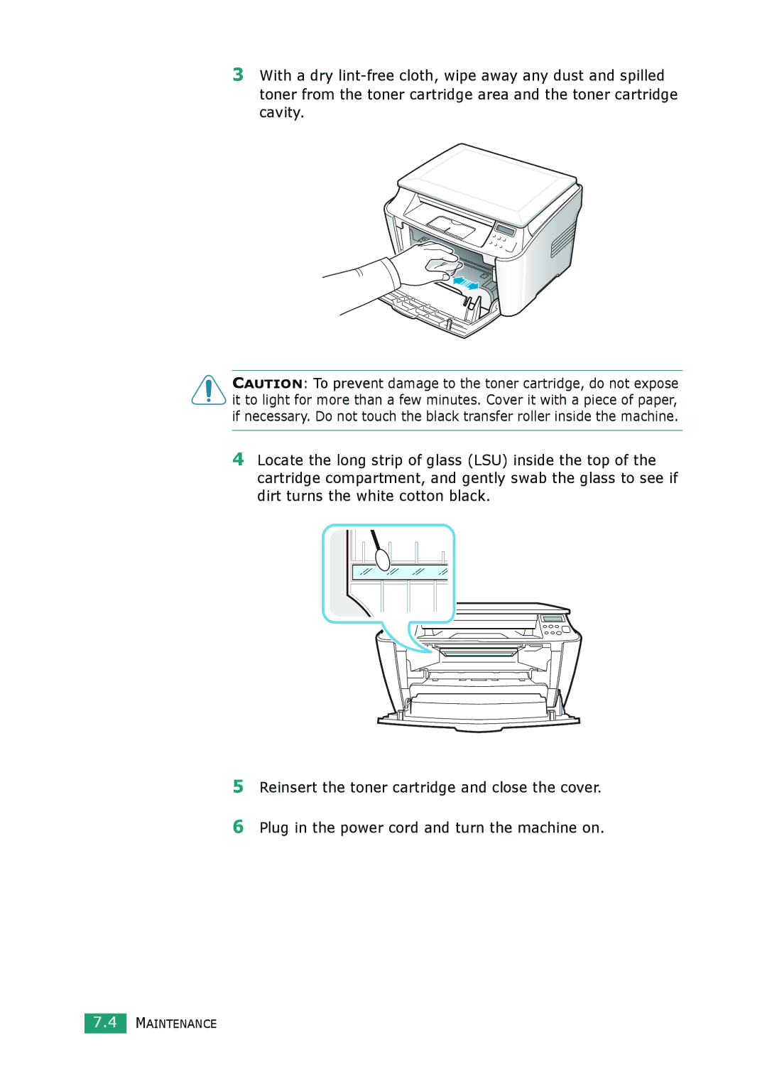 Samsung SCX-4100 manual Maintenance 