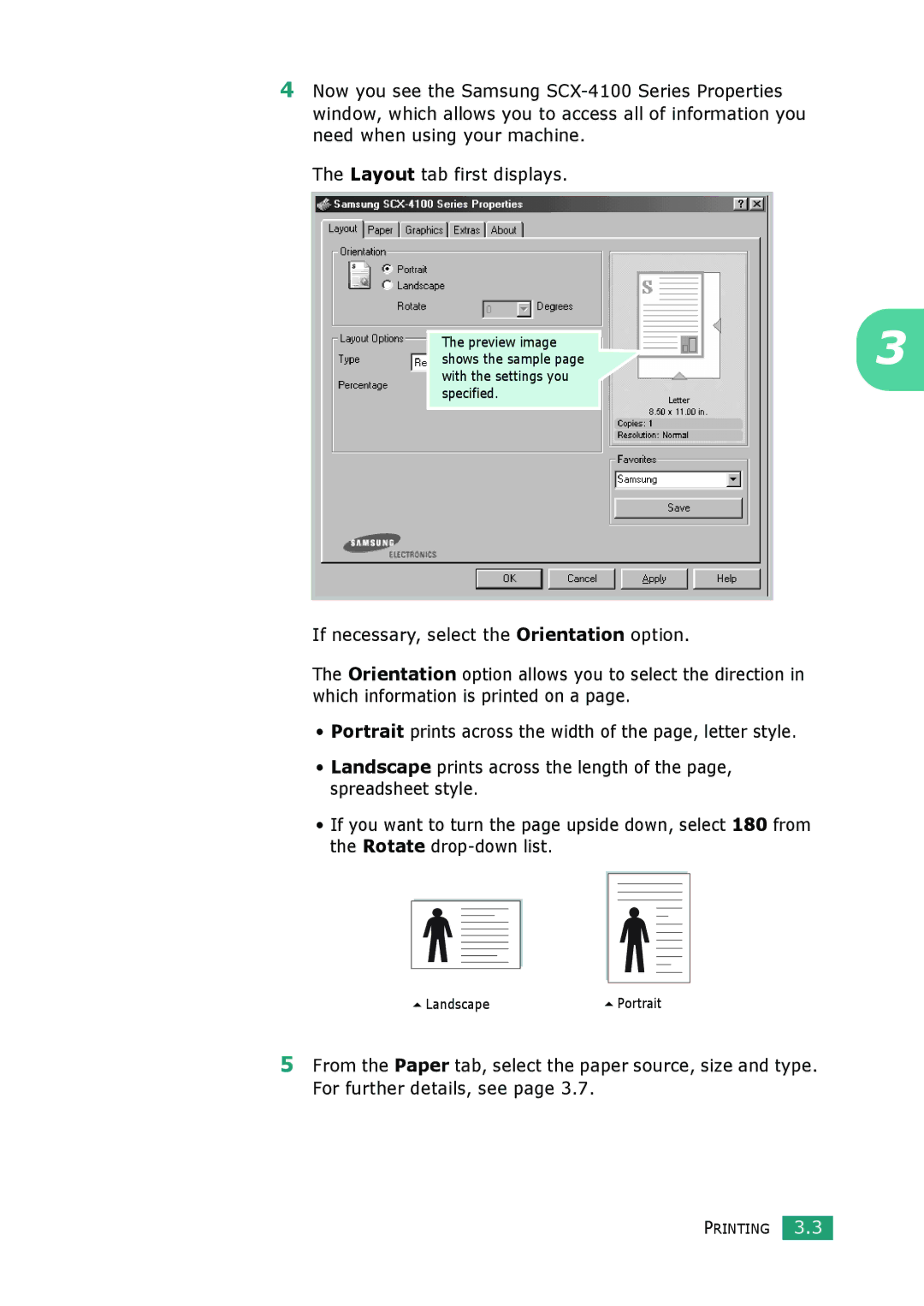 Samsung SCX-4100 manual LandscapePortrait 