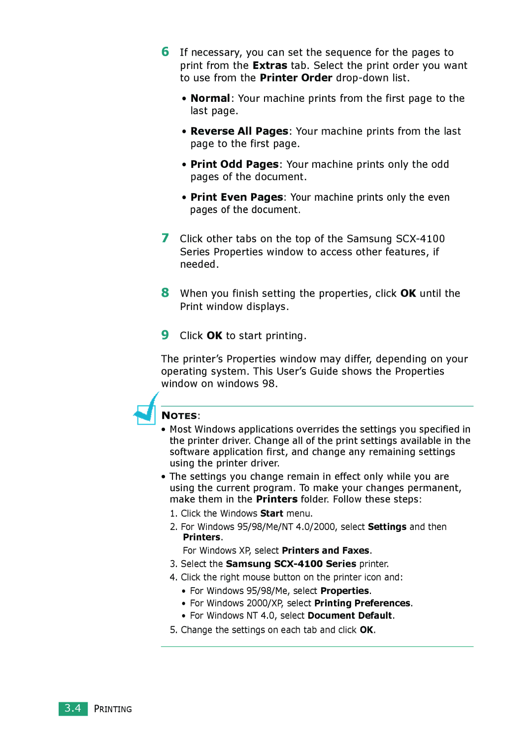 Samsung manual Select the Samsung SCX-4100 Series printer 