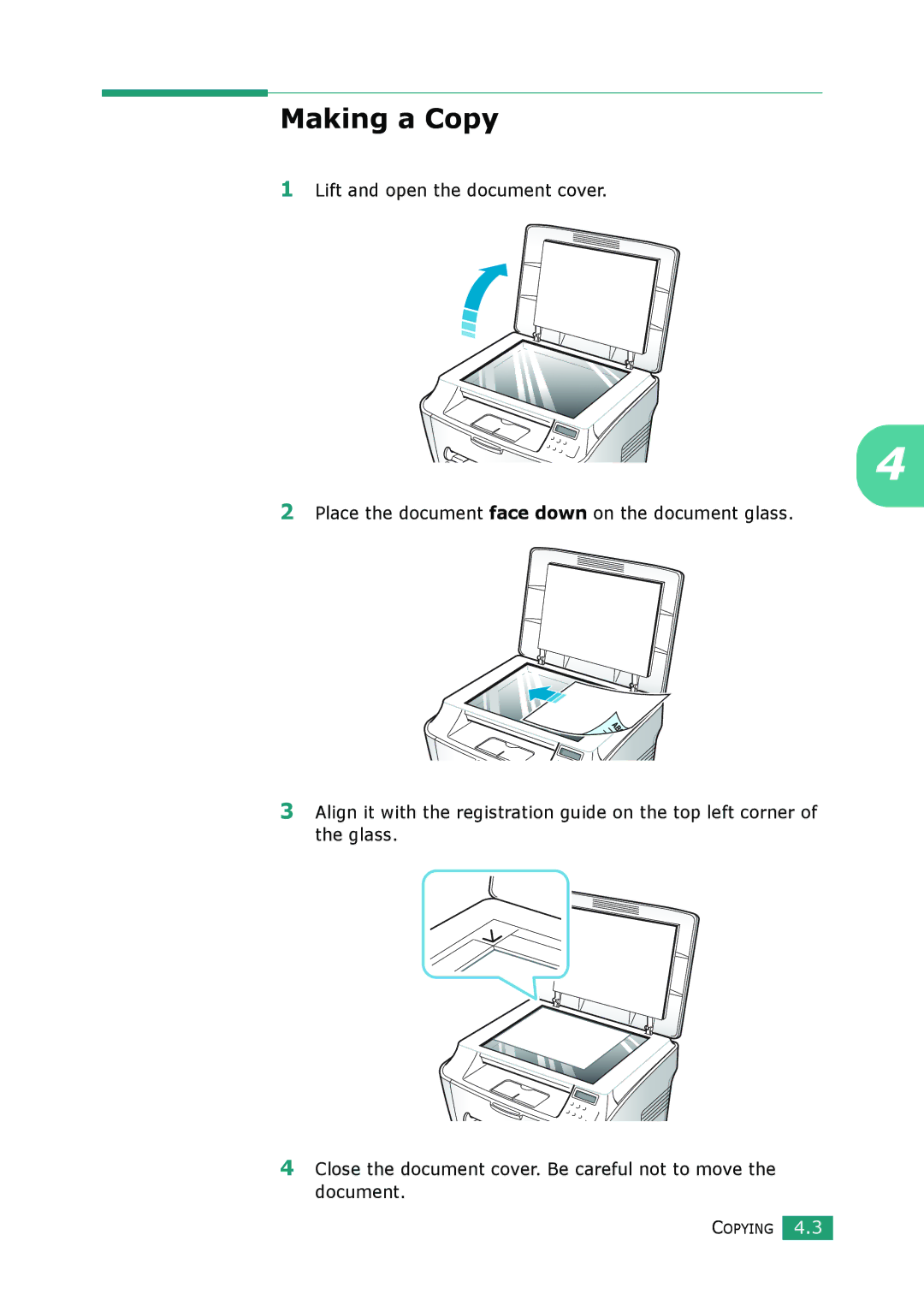 Samsung SCX-4100 manual Making a Copy 