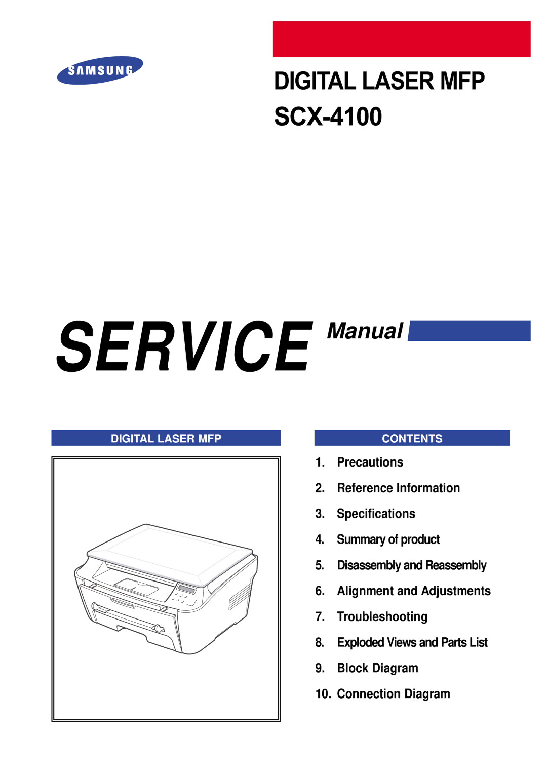 Samsung SCX-4100 specifications Precautions, Reference Information, Specifications, Summary of product, Troubleshooting 