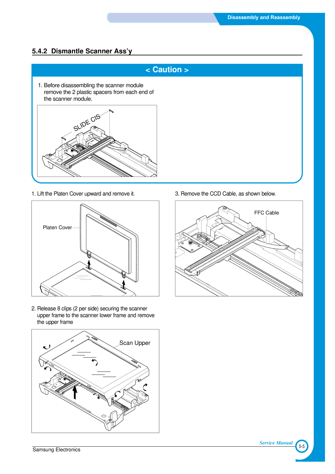 Samsung SCX-4100 specifications Dismantle Scanner Ass’y 