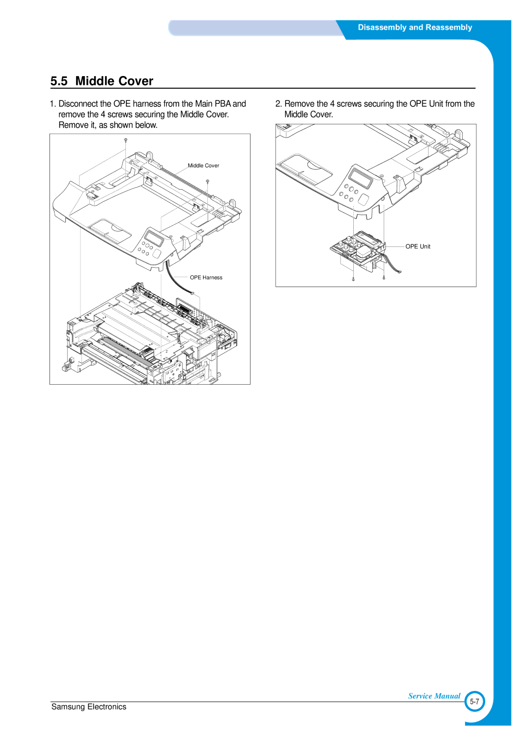 Samsung SCX-4100 specifications Middle Cover 