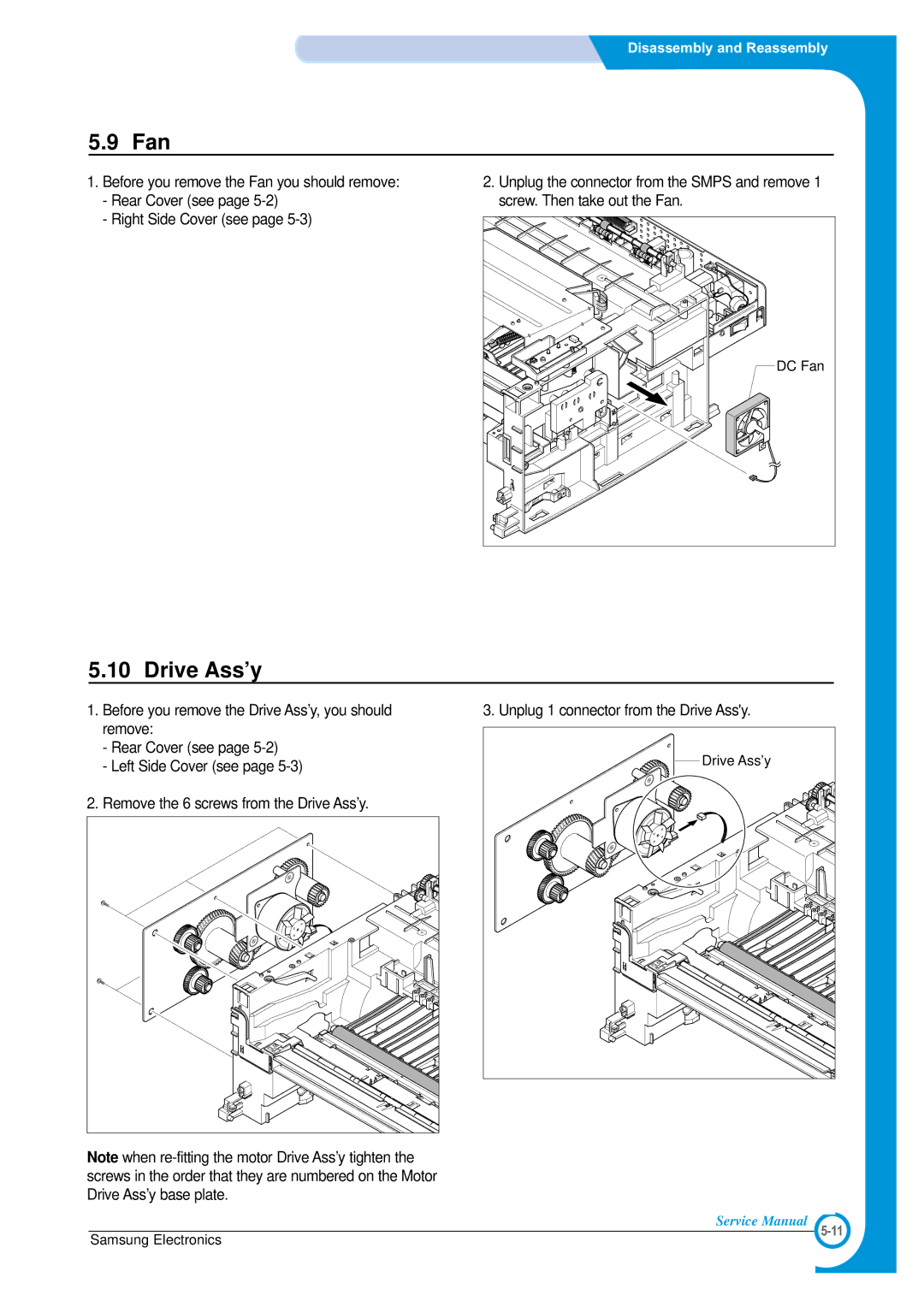 Samsung SCX-4100 specifications Fan, Drive Ass’y 