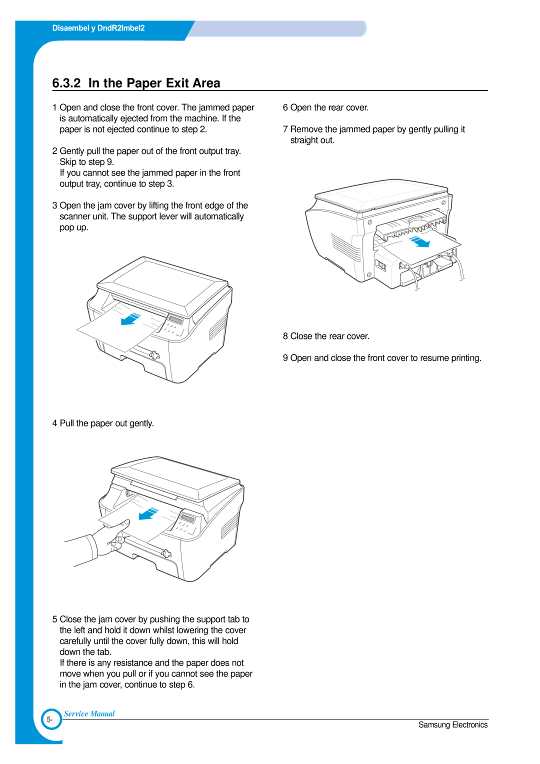 Samsung SCX-4100 specifications Paper Exit Area 