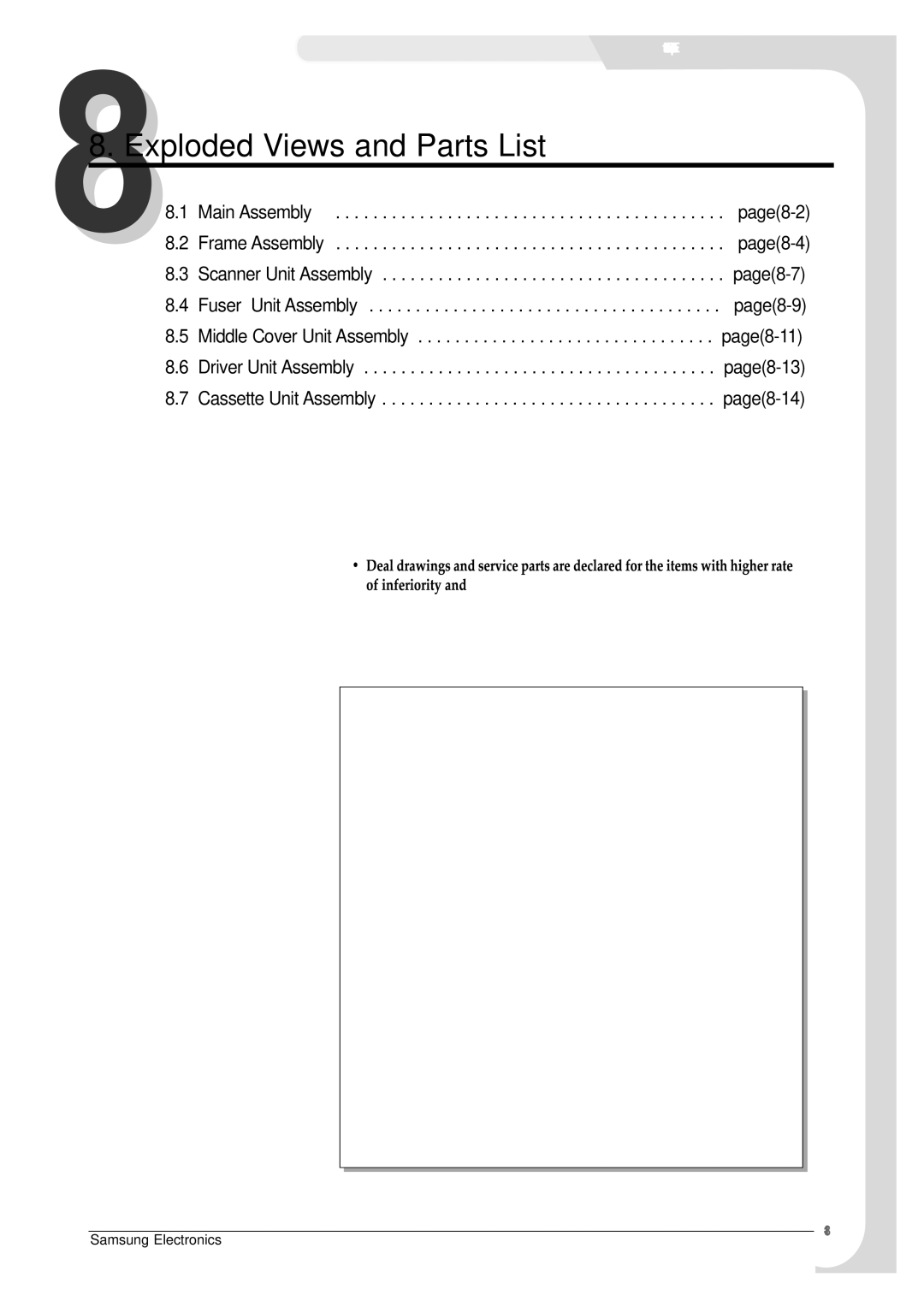 Samsung SCX-4100 specifications Exploded Views and Parts List 