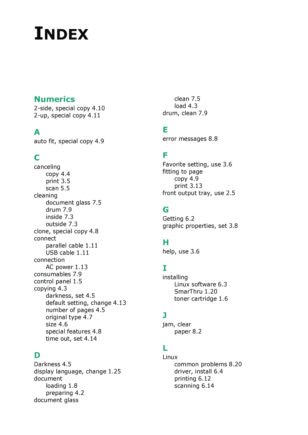 Samsung SCX-4100 manual Index 