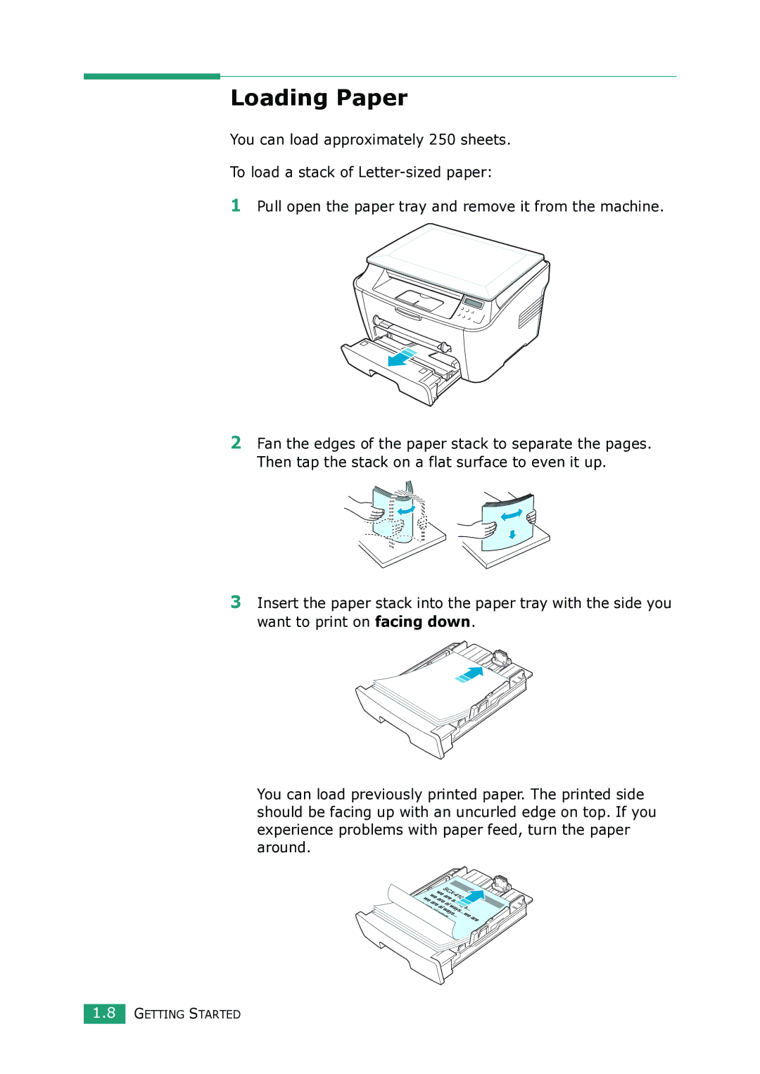 Samsung SCX-4100 manual Loading Paper 