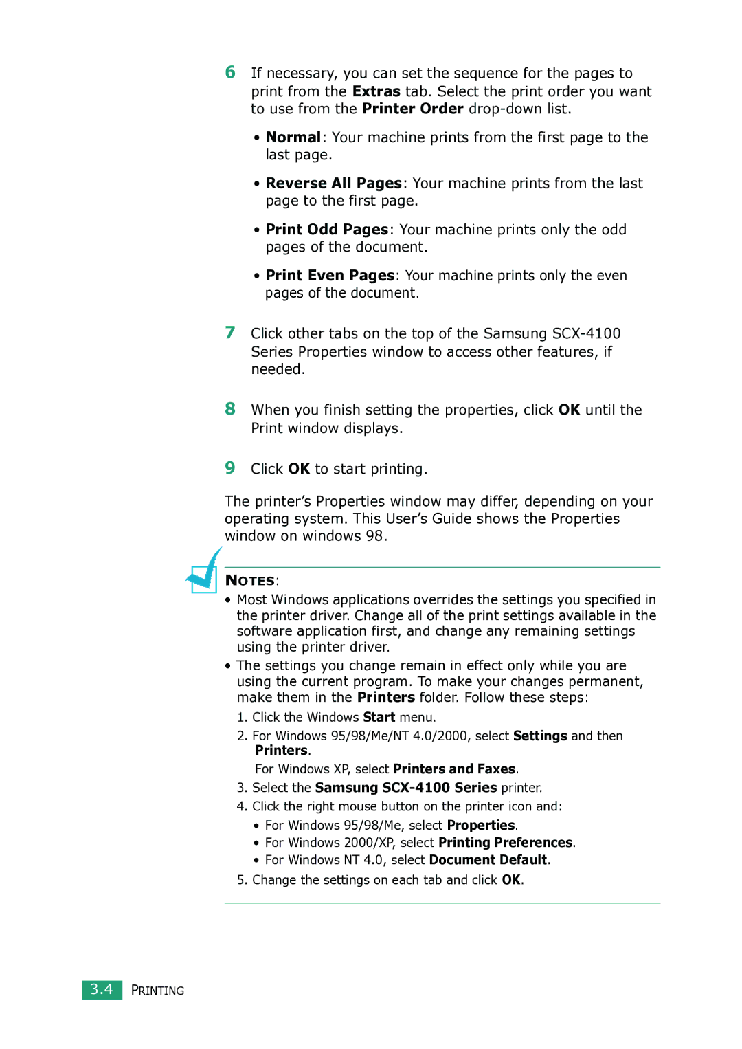 Samsung manual Select the Samsung SCX-4100 Series printer 