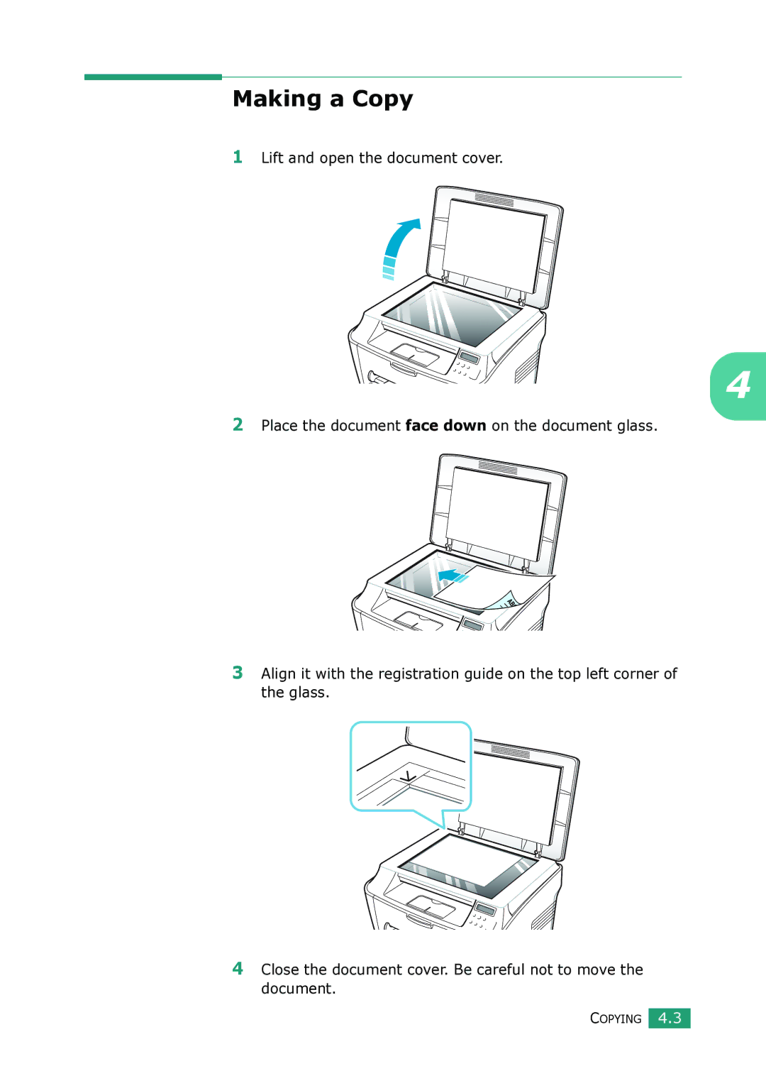 Samsung SCX-4100 manual Making a Copy 