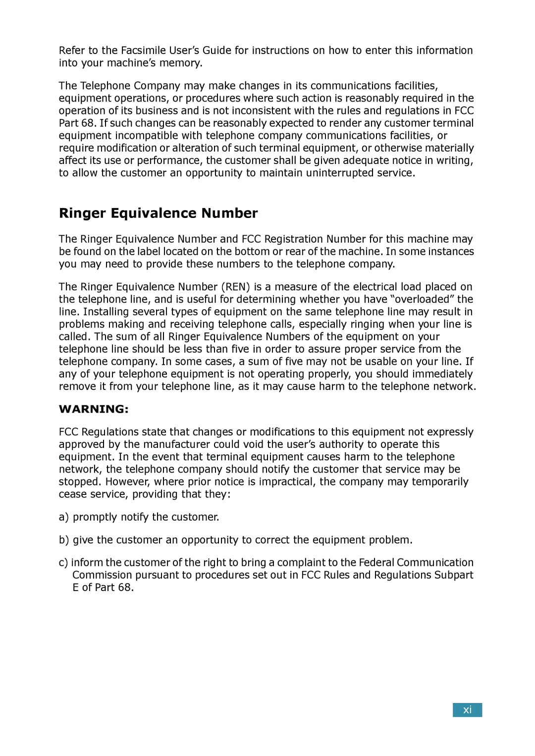 Samsung SCX-4116, SCX-4016 manual Ringer Equivalence Number 