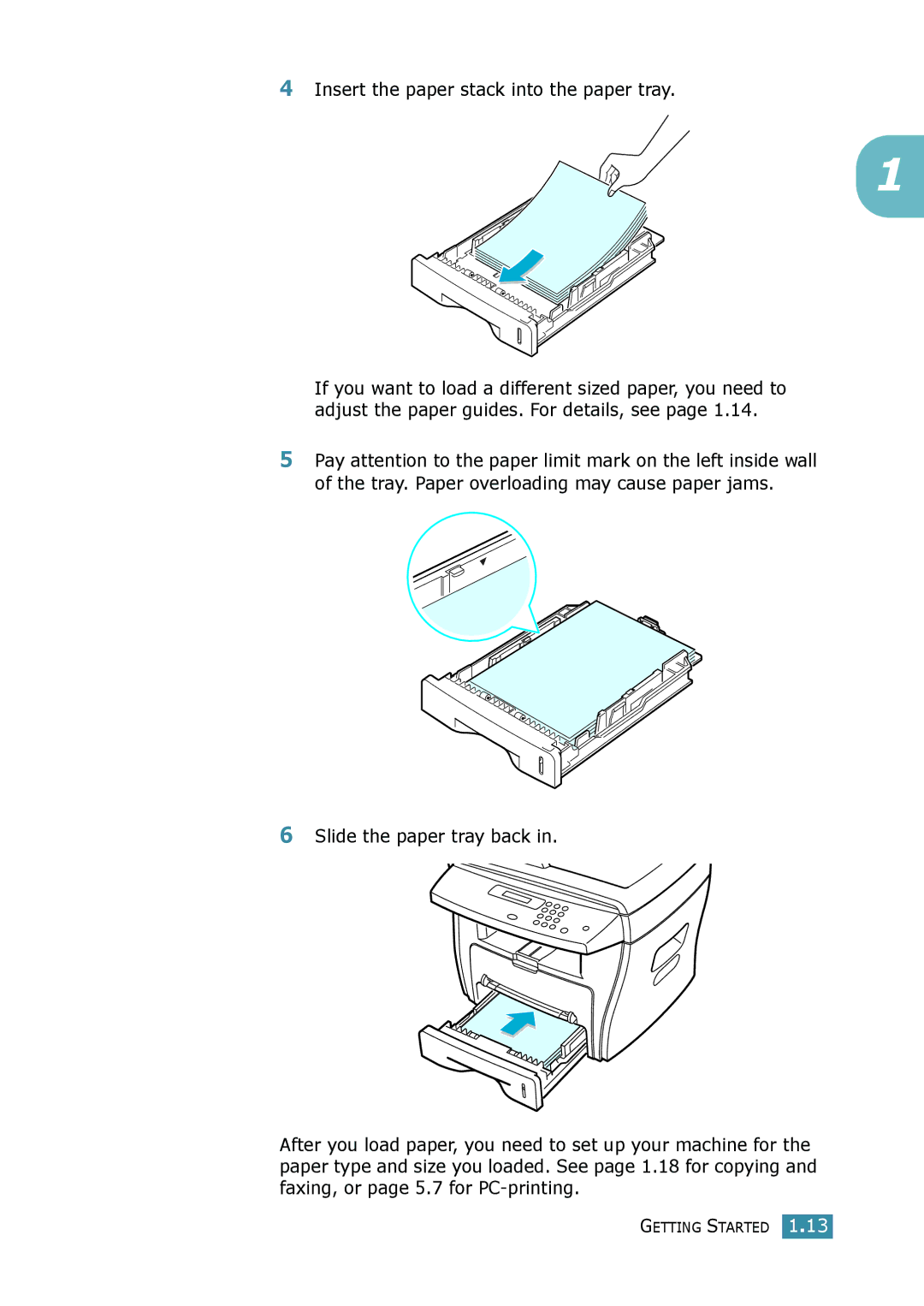 Samsung SCX-4116, SCX-4016 manual Insert the paper stack into the paper tray 