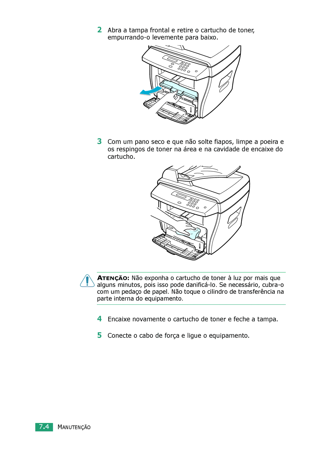 Samsung SCX-4216F, SCX-4116, SCX-4016 manual Manutenção 