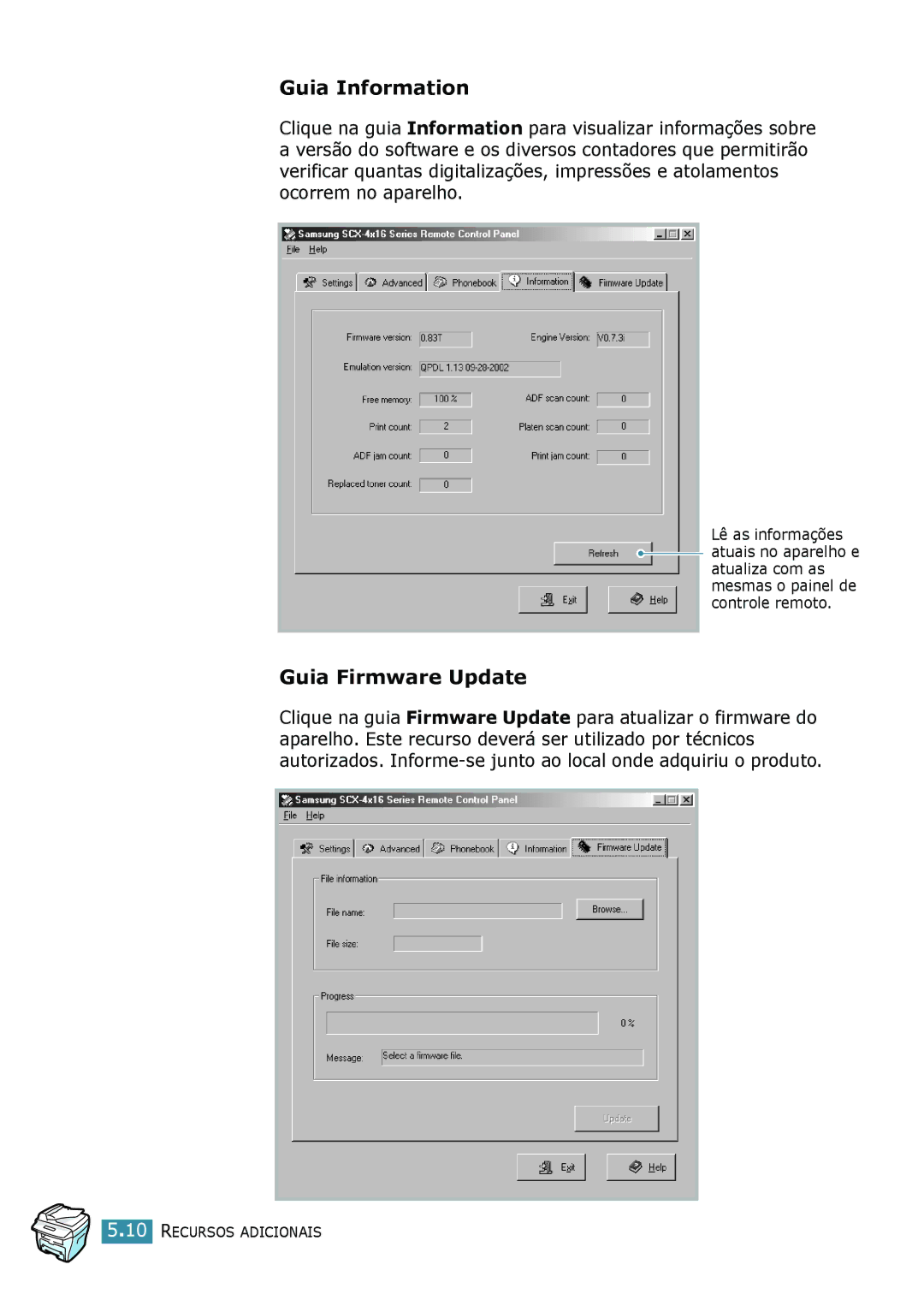 Samsung SCX-4216F, SCX-4116, SCX-4016 manual Guia Information, Guia Firmware Update 