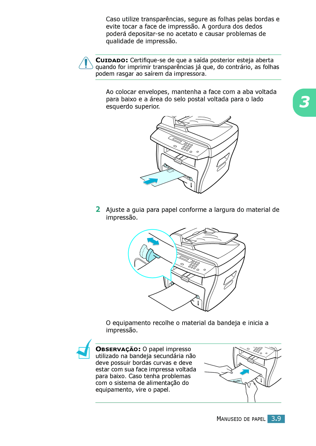 Samsung SCX-4116, SCX-4216F, SCX-4016 manual Manuseio DE Papel 