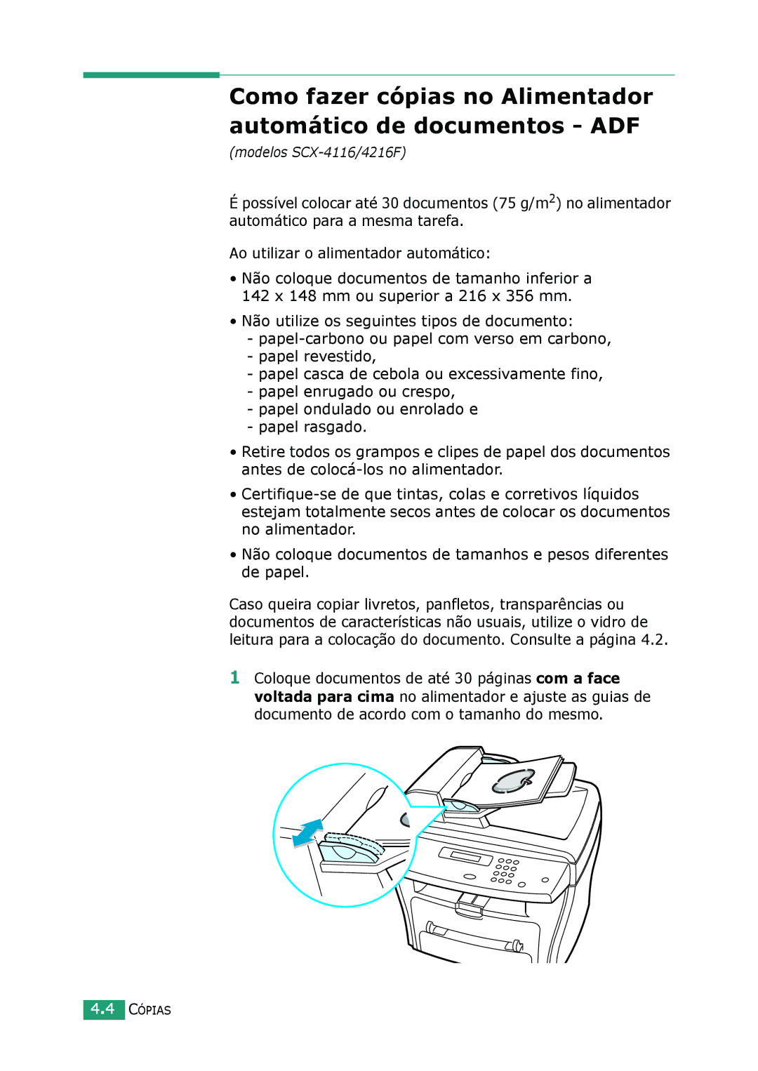 Samsung SCX-4016, SCX-4216F manual Modelos SCX-4116/4216F 