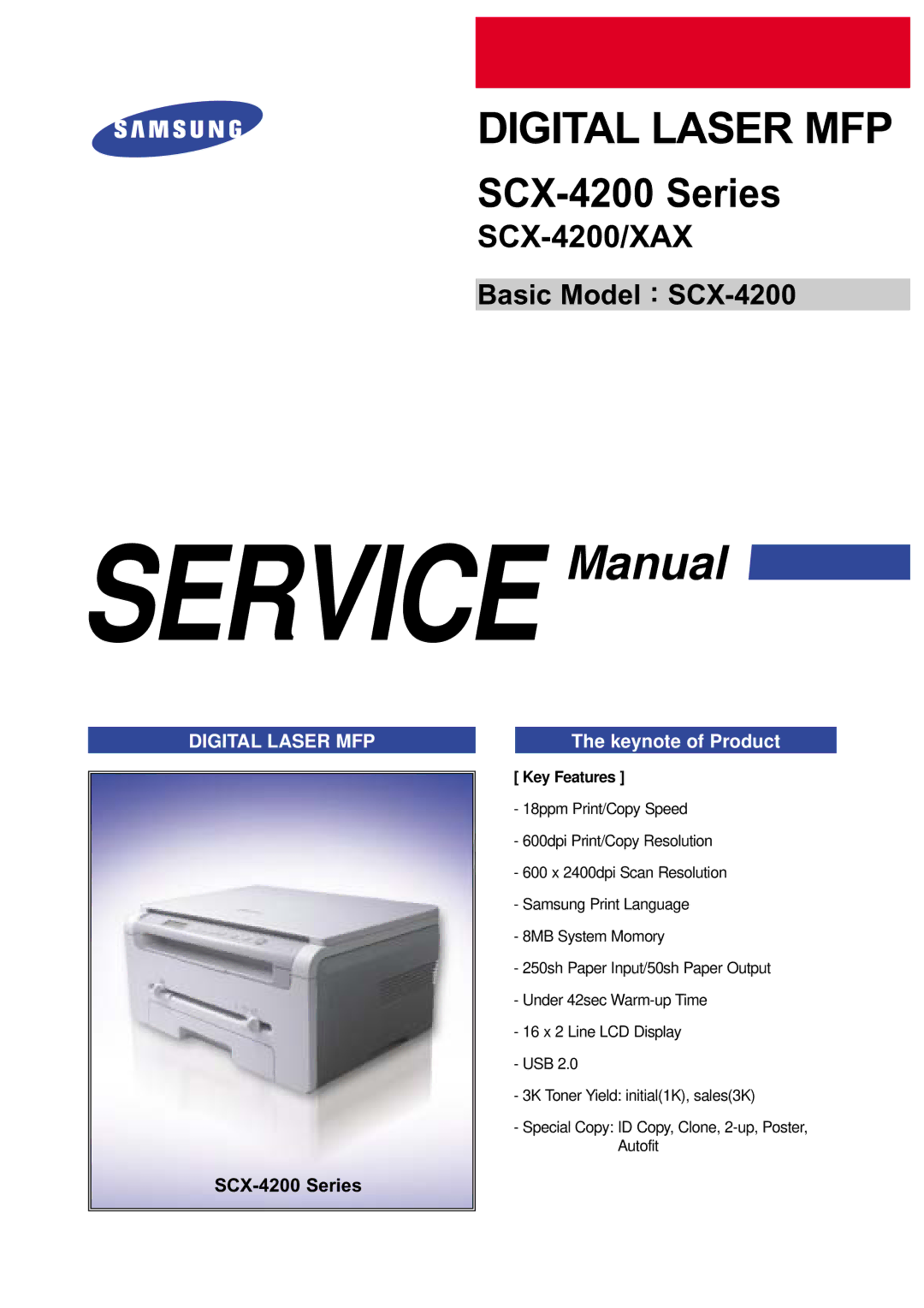 Samsung SCX-4200 manual Digital Laser MFP, Key Features 