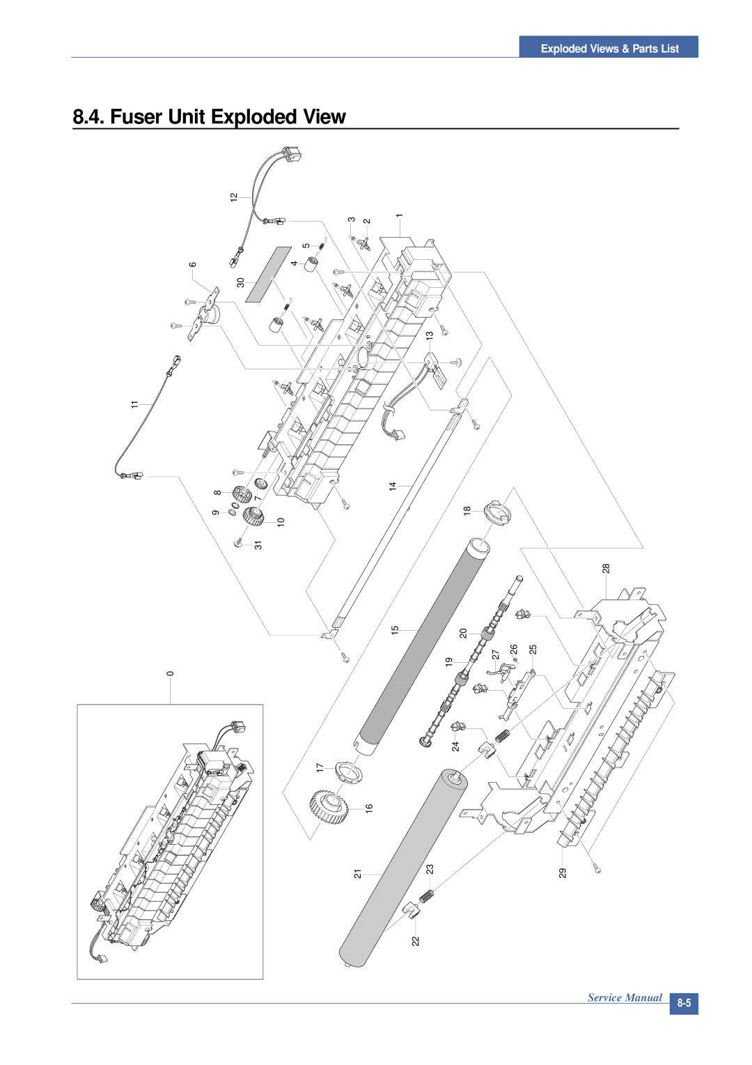 Samsung SCX-4200 manual Fuser Unit Exploded View 