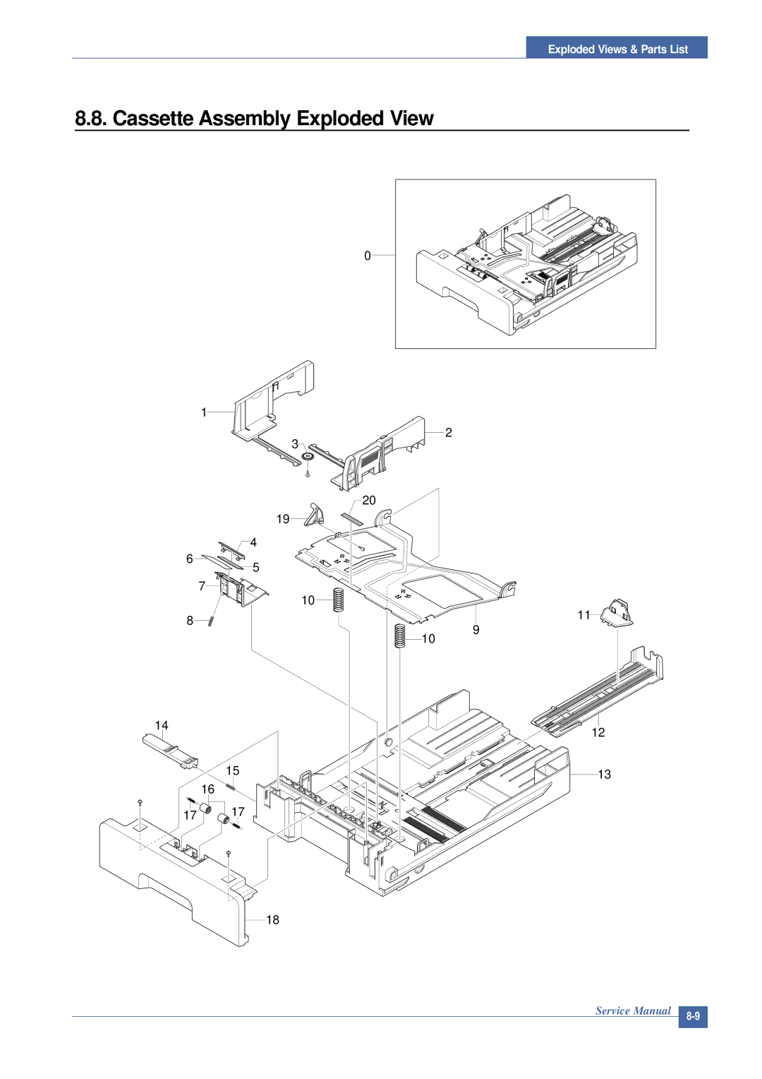 Samsung SCX-4200 manual Cassette Assembly Exploded View 