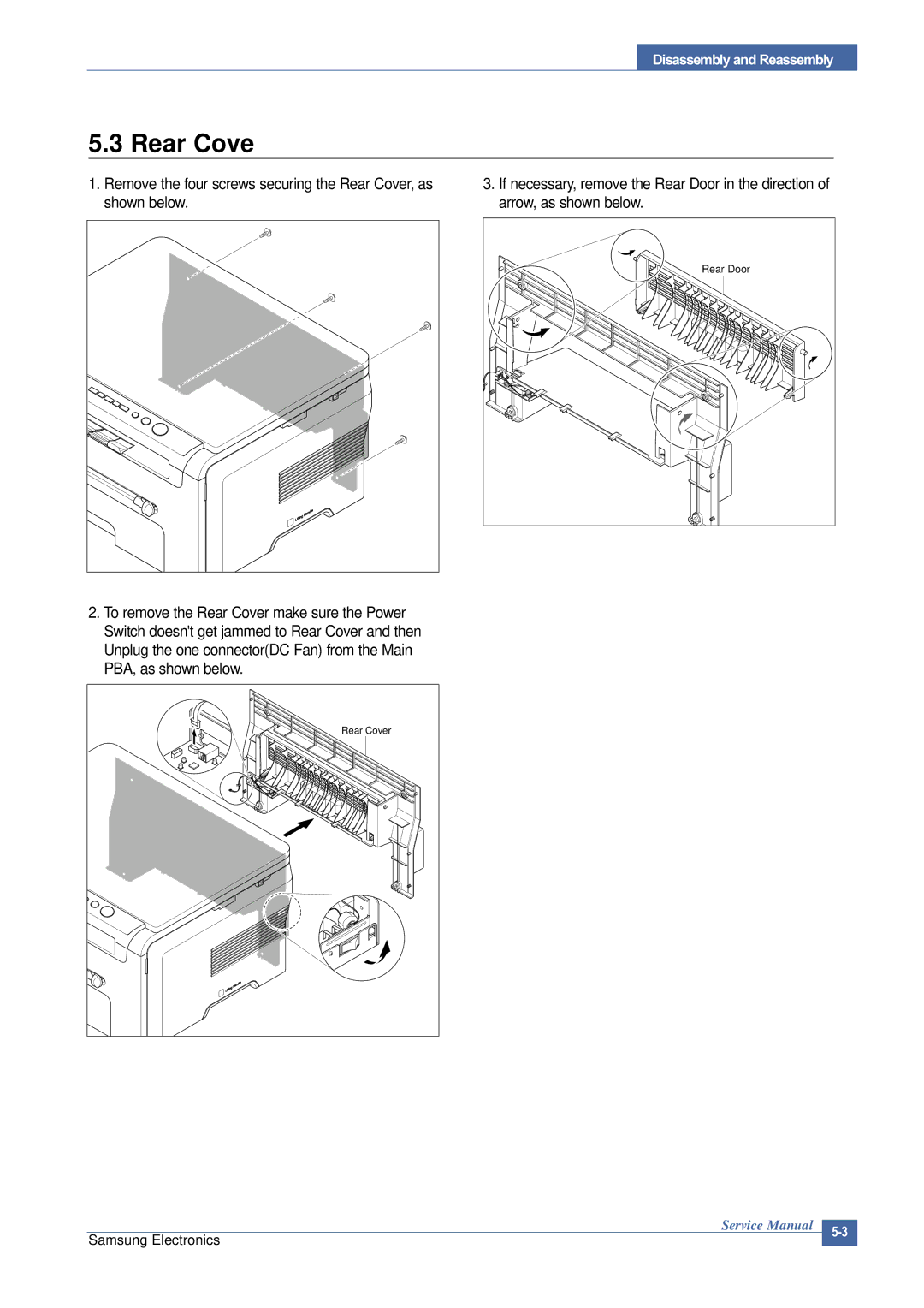 Samsung SCX-4200 manual Rear Cove 