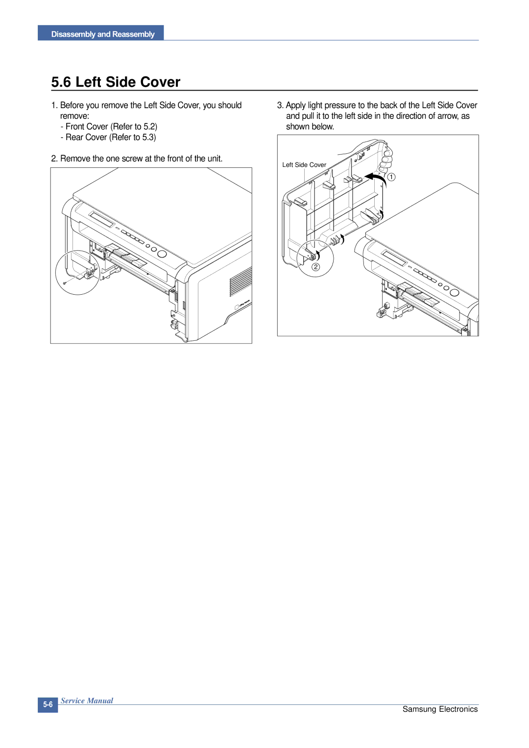 Samsung SCX-4200 manual Left Side Cover 