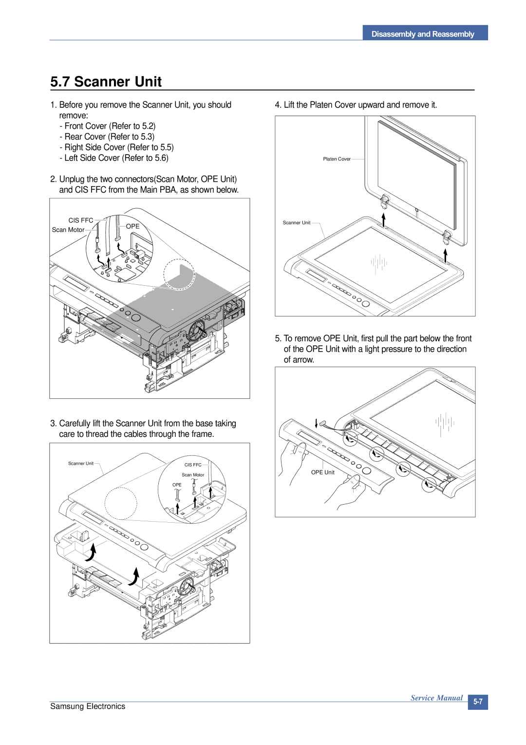 Samsung SCX-4200 manual Scanner Unit 