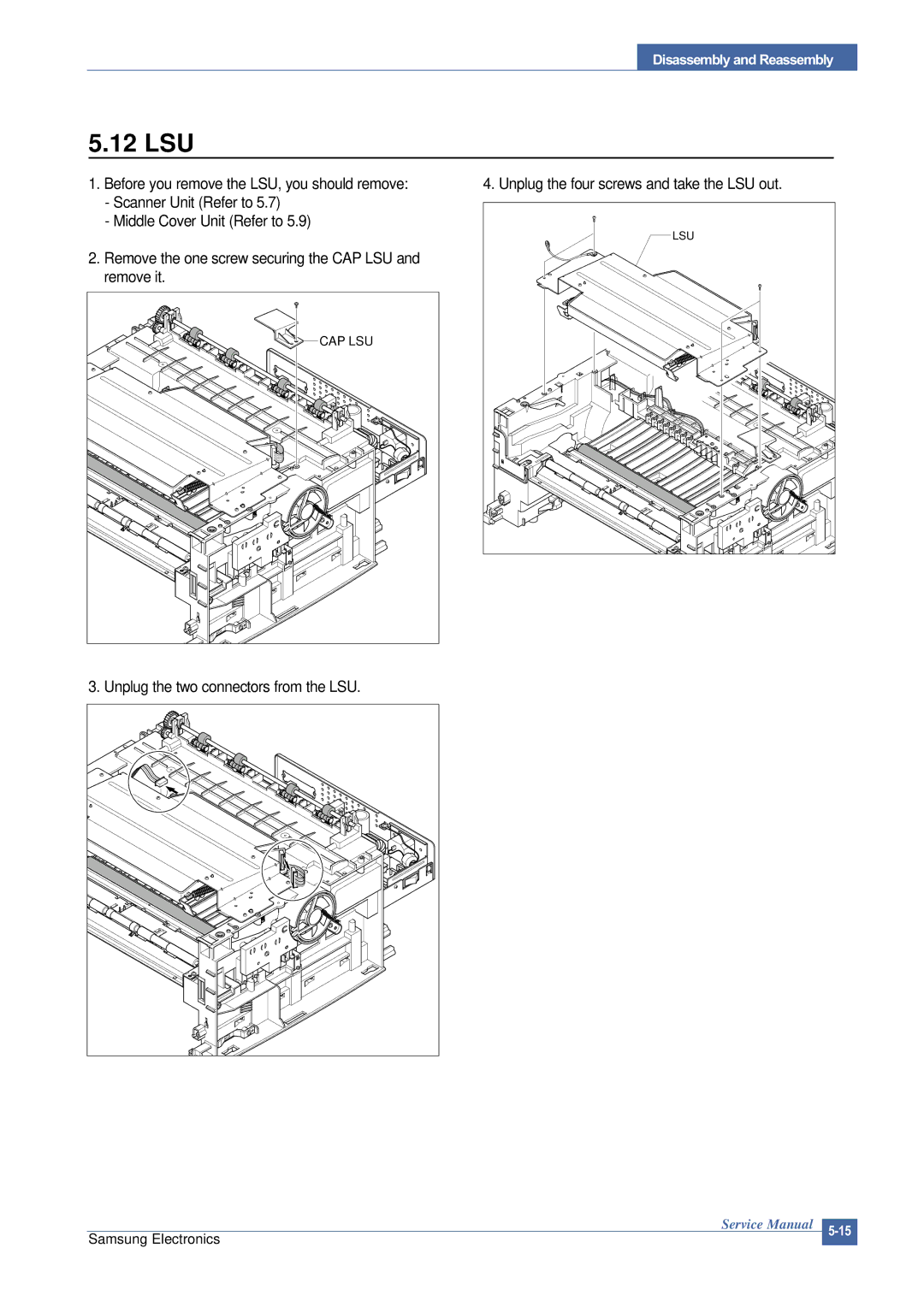 Samsung SCX-4200 manual 12 LSU 