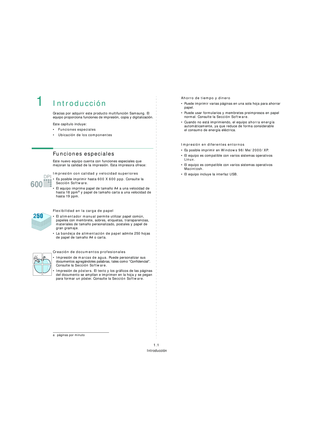 Samsung SCX-4200 manual Introducción, Funciones especiales 