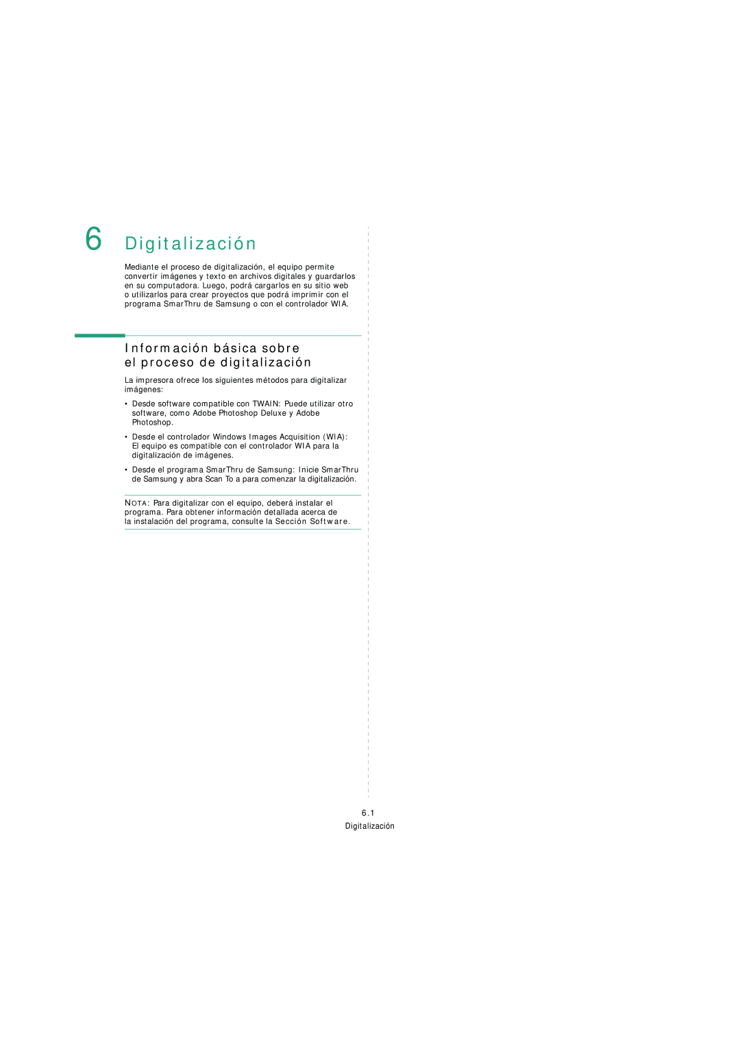 Samsung SCX-4200 manual Digitalización, Información básica sobre el proceso de digitalización 