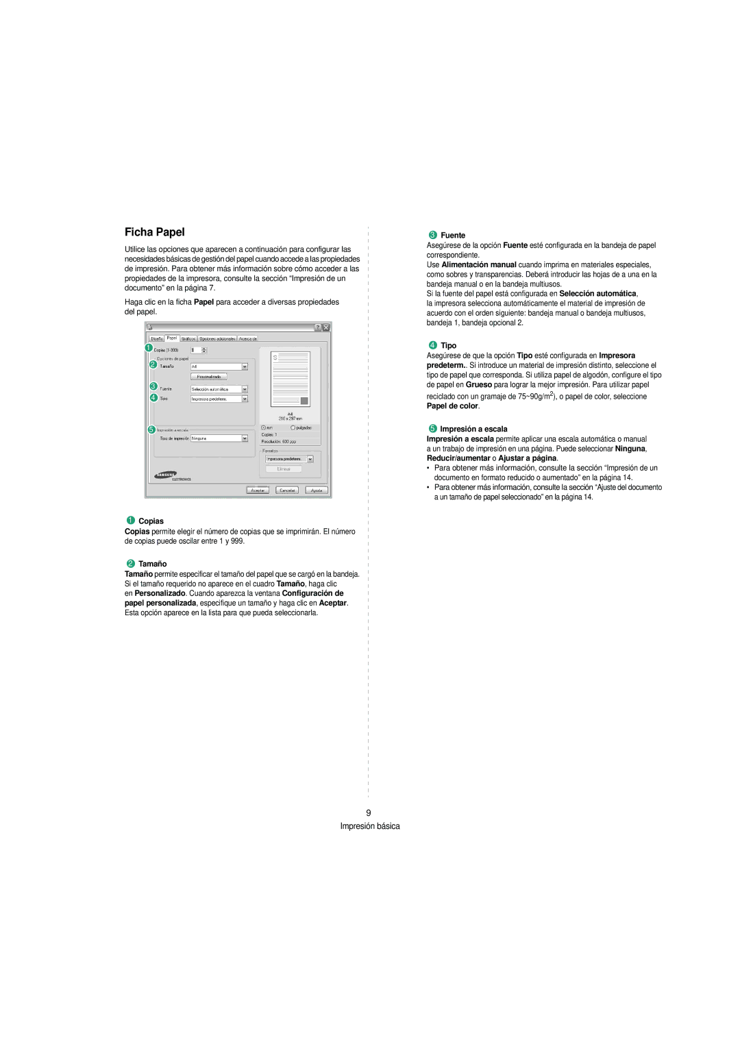 Samsung SCX-4200 manual Ficha Papel 